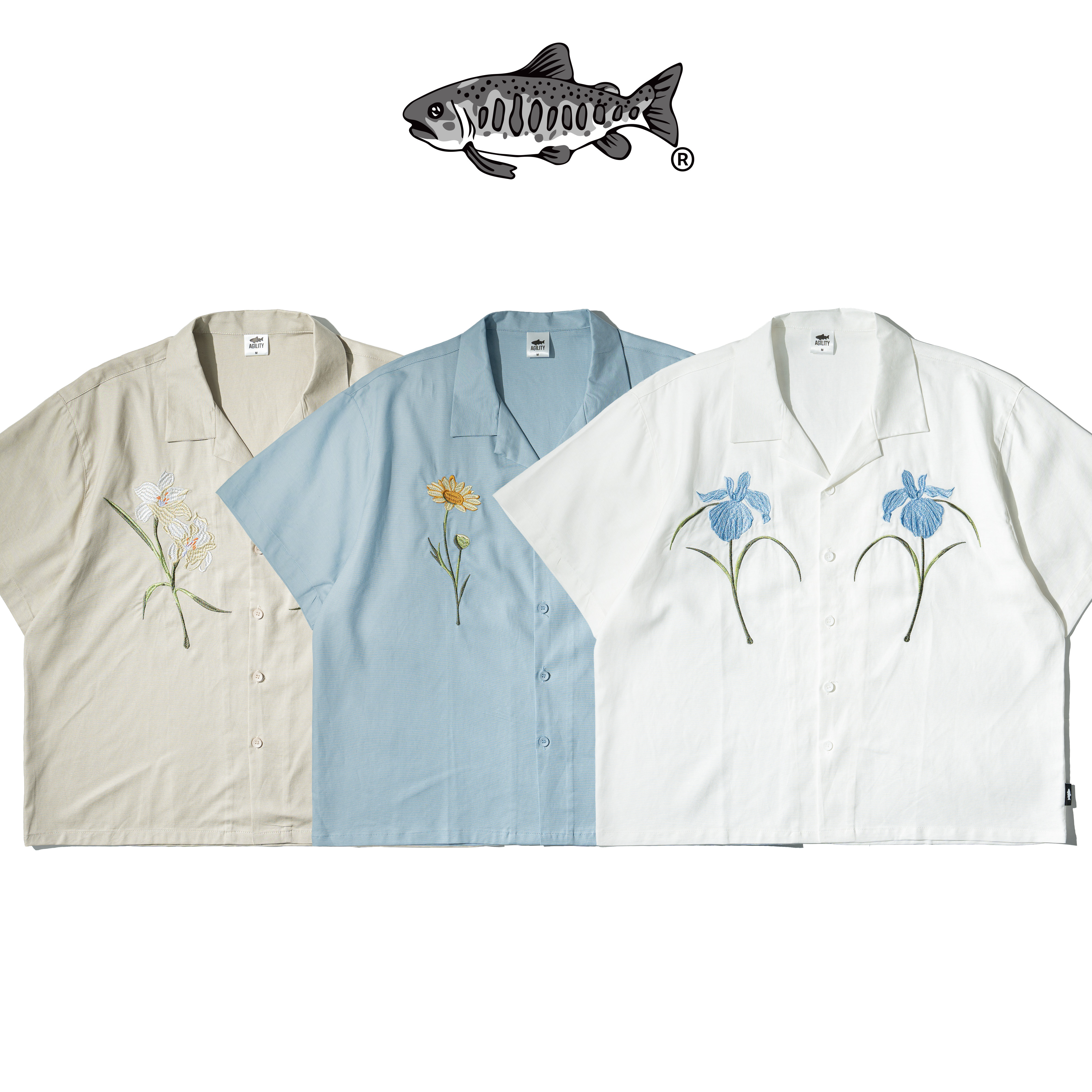 AGILITY Embroidery Cuban Shirts 花朵刺繡 古巴領襯衫 [SH20]