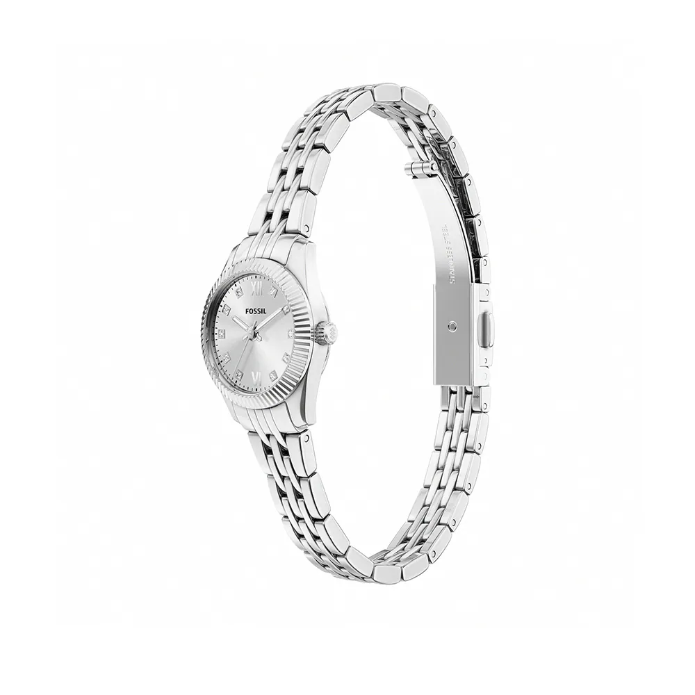 萬年鐘錶 - Fossil  Scarlette 都會曜銀銀色不鏽鋼錶帶女錶  ES5475 錶徑20MM