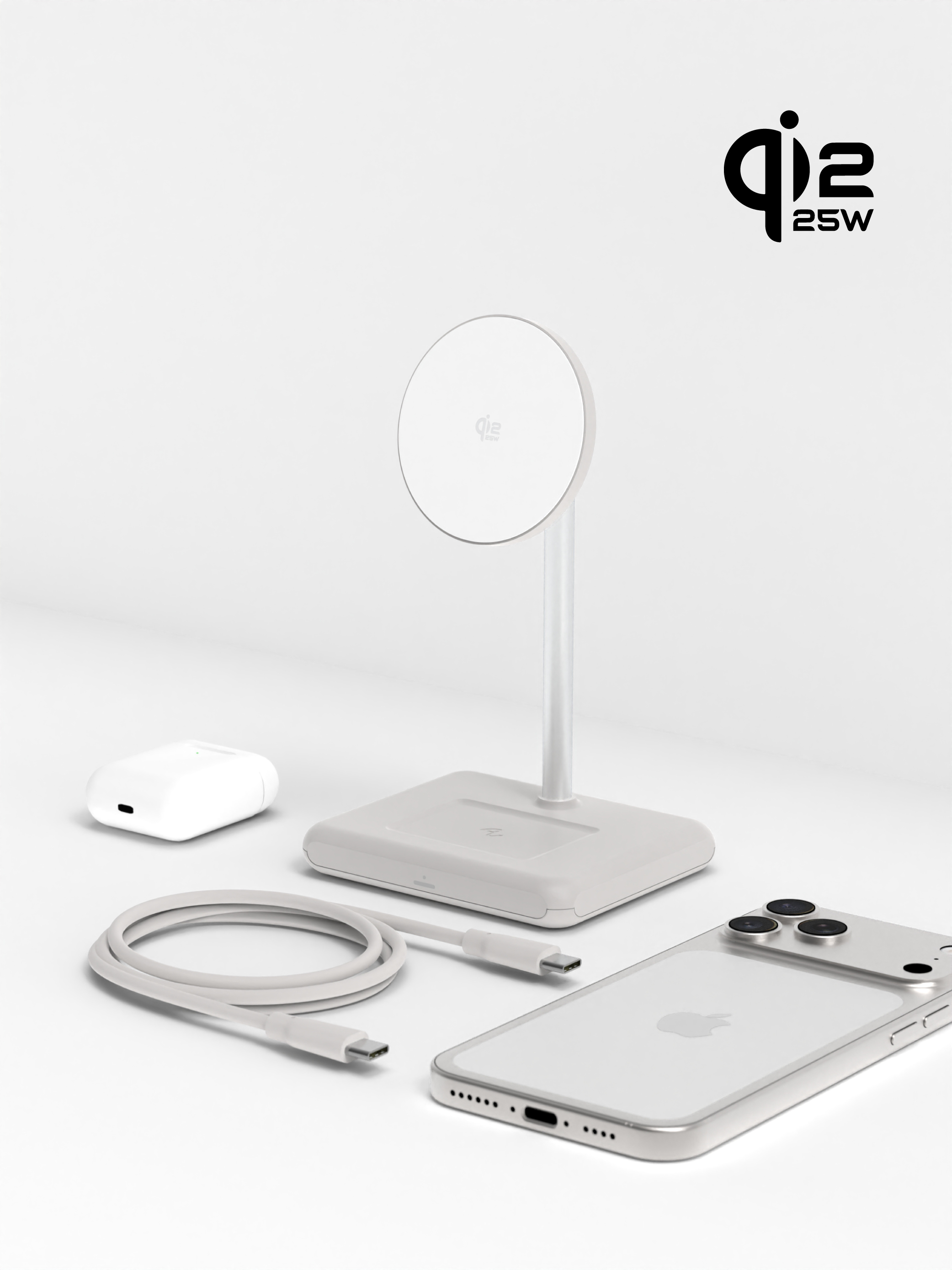 Allite WQ2 Qi2.2  2+1 磁吸無線充電座（ 認證支援 25W 無線快充 ）