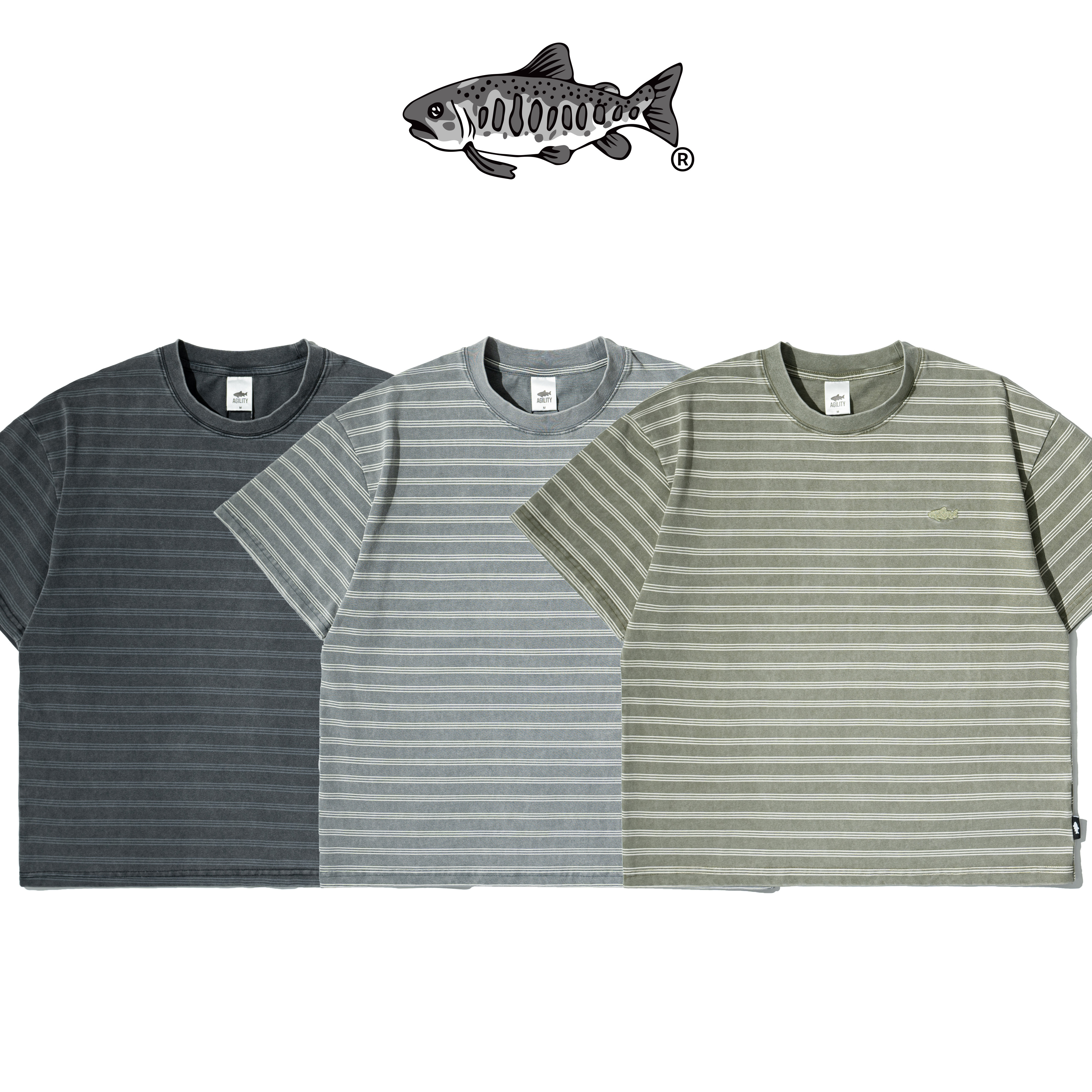 AGILITY Washed Striped Tee / Shadow 魚影 水洗條紋 短袖Tee [WS9-BT]