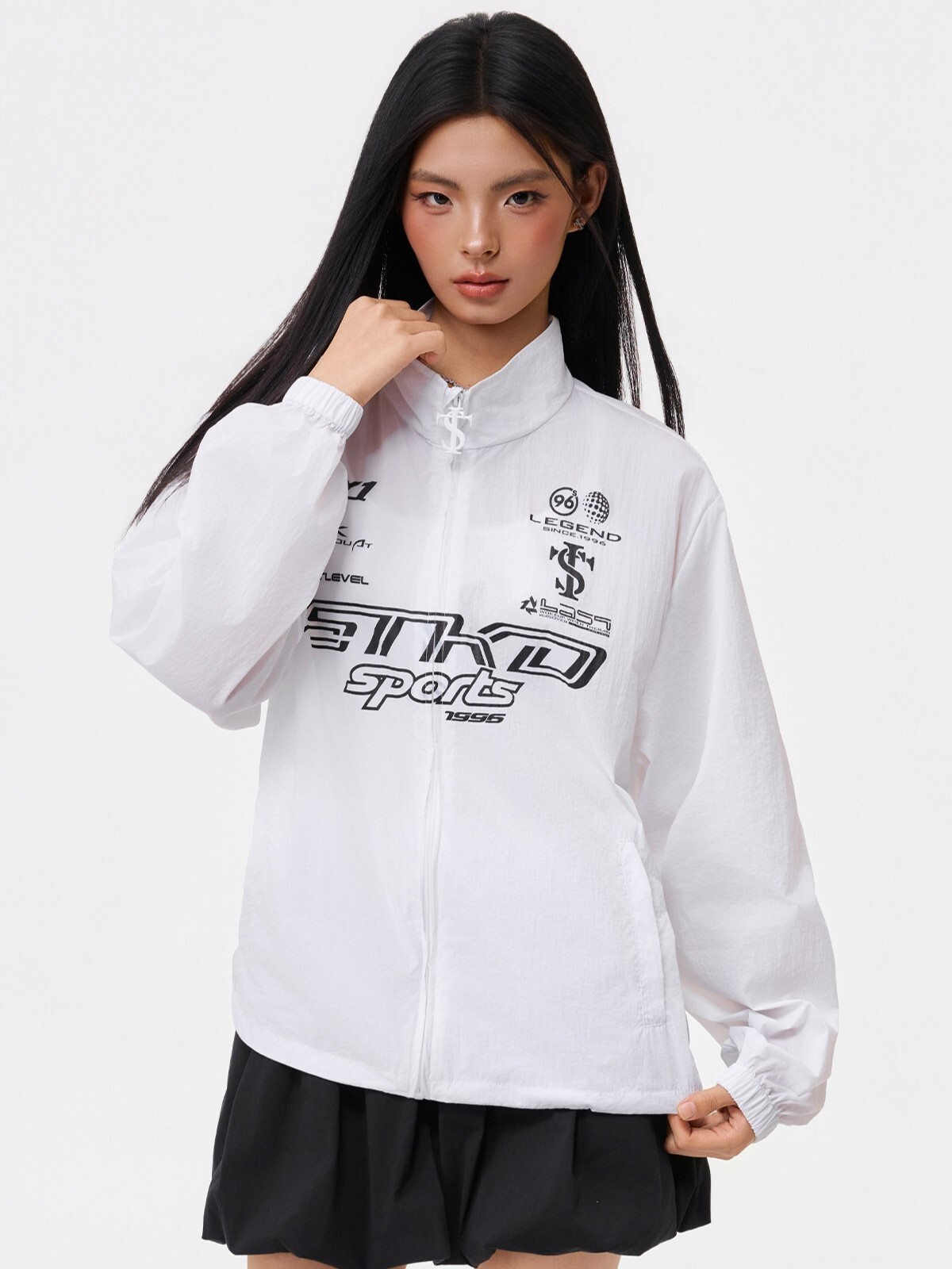 STK SmallTownKid 網膠印 F1方程式元素 立領防風外套