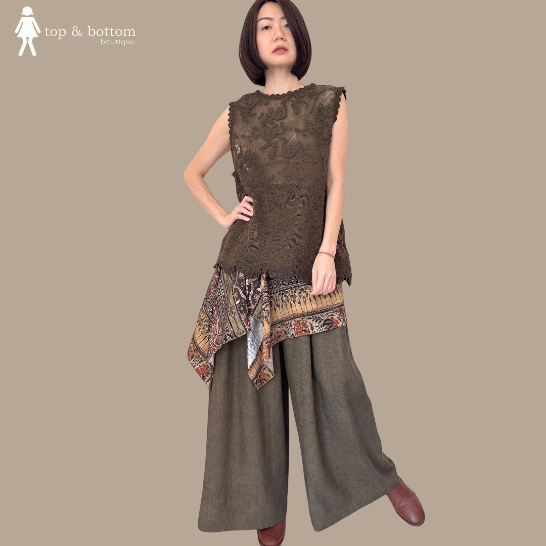SLEEVELESS CROCHET LONG BLOUSE