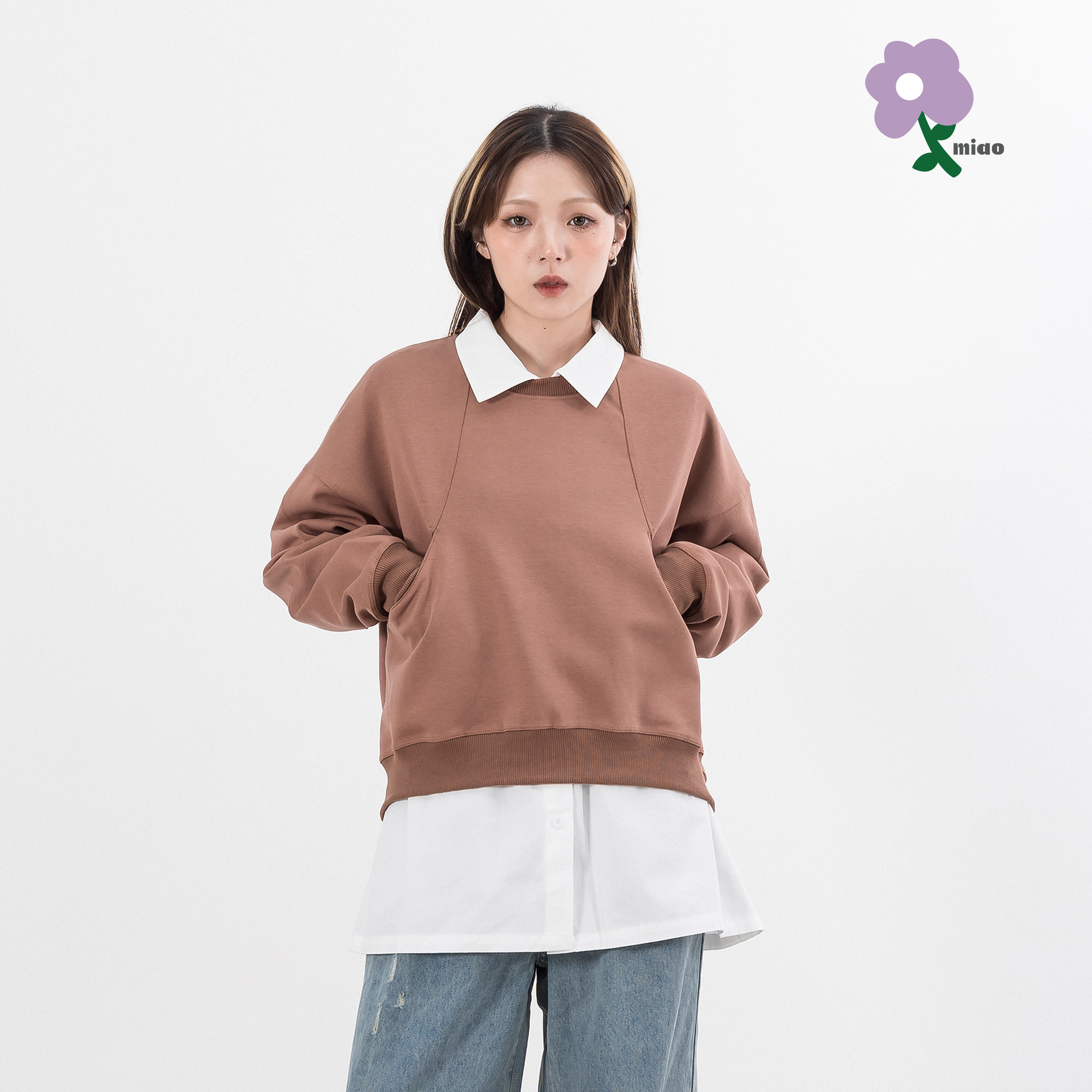 MIAO Tailored Cropped Sweater 女裝 剪裁 短版 大學Tee [V01]