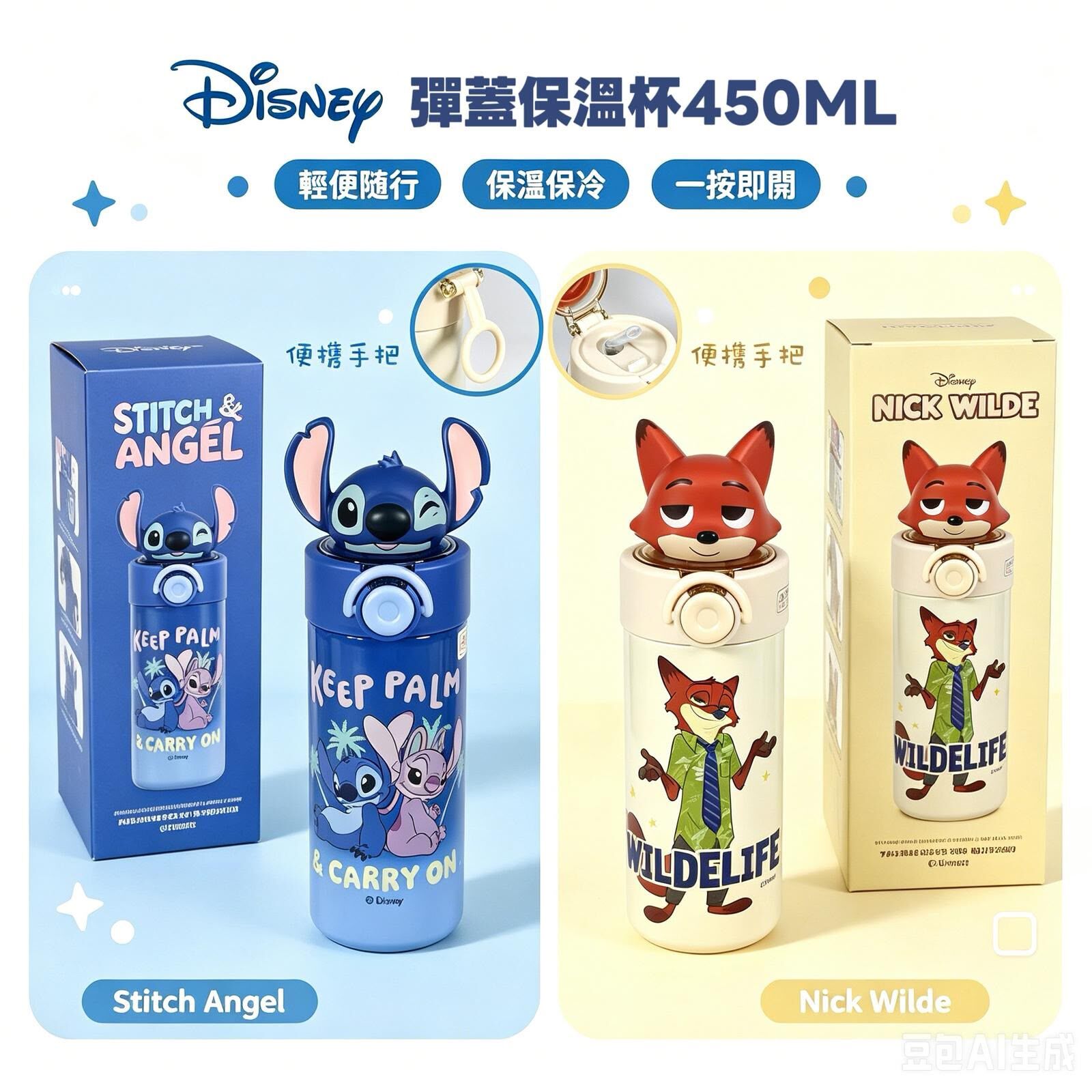 Disney彈蓋保溫杯450ml