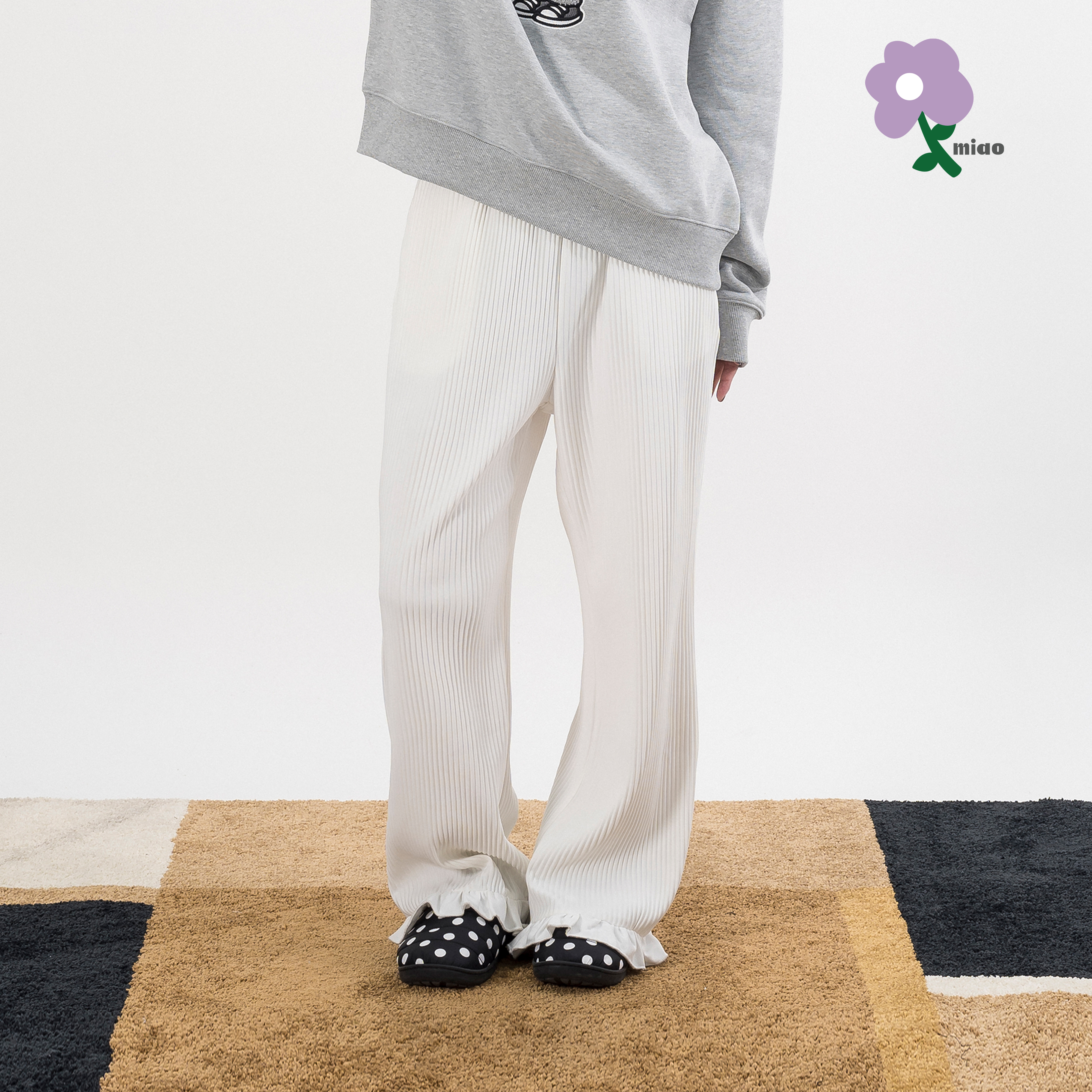 MIAO Chiffon Pleated Pants 女裝 壓褶直筒 長褲 [M-AP6]