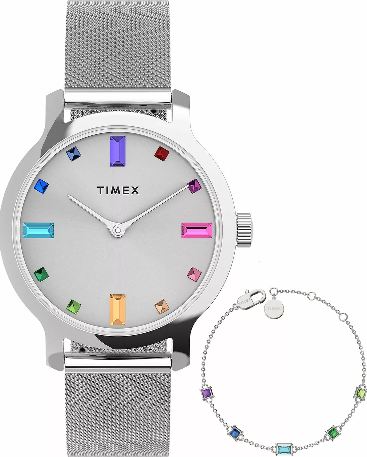 萬年鐘錶 - TIMEX 天美時  優雅與低調閃耀不鏽鋼米蘭錶帶女錶 TWG066900 錶徑31MM