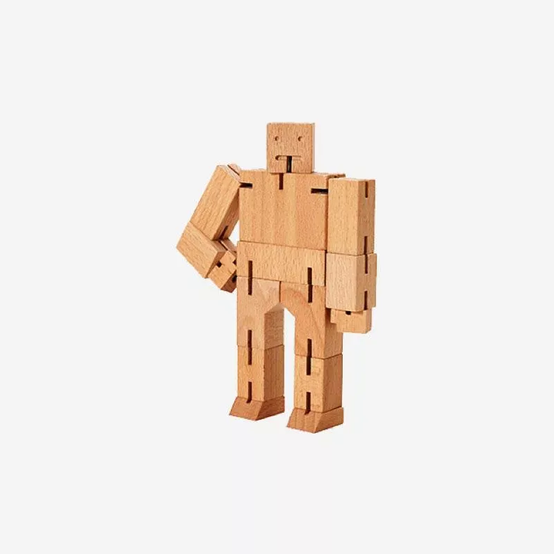 【 美國 Cubebot | 中型 酷比人積木變形機器人 - 樸實木 】