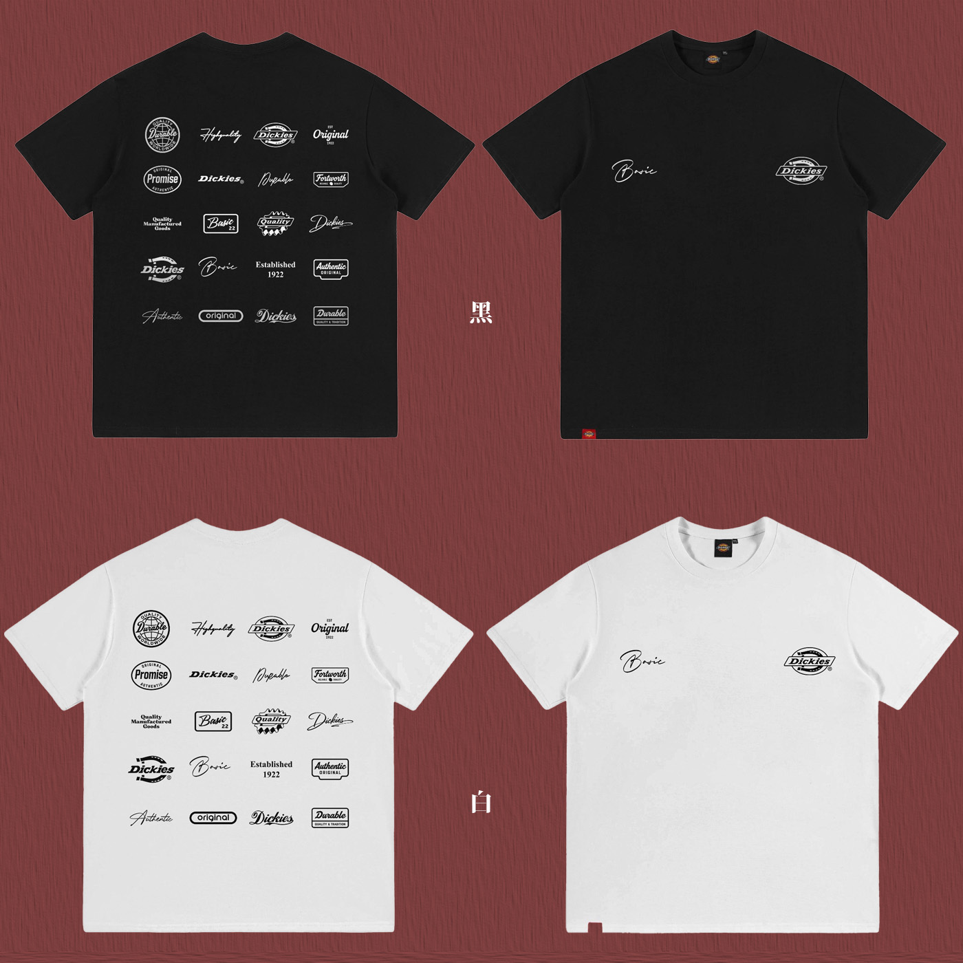 Dickies 美式 前後多徽章Logo 印花短Tee