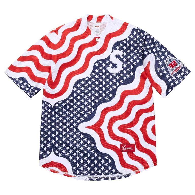 2026SS Supreme Shop S Logo Baseball Henley 亨利領棒球衫短袖球