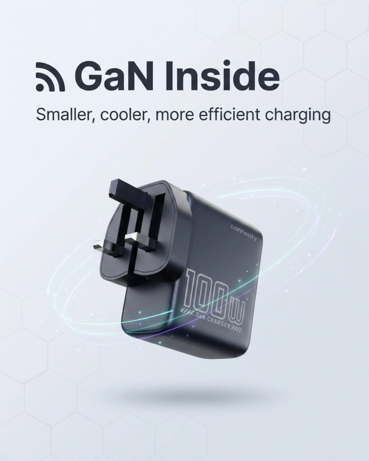 Connecty PowerVision 100W Smart AI TFT GaN Fast Charger 2C1A CA431D