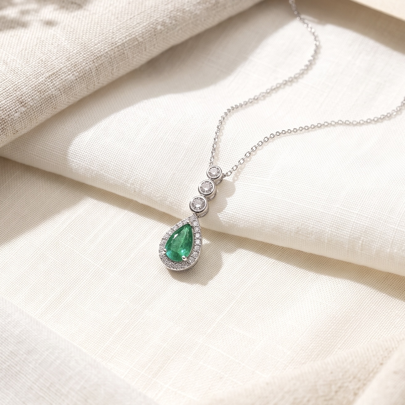 18K Gold Colombian Emerald Pendant setting with diamonds setting