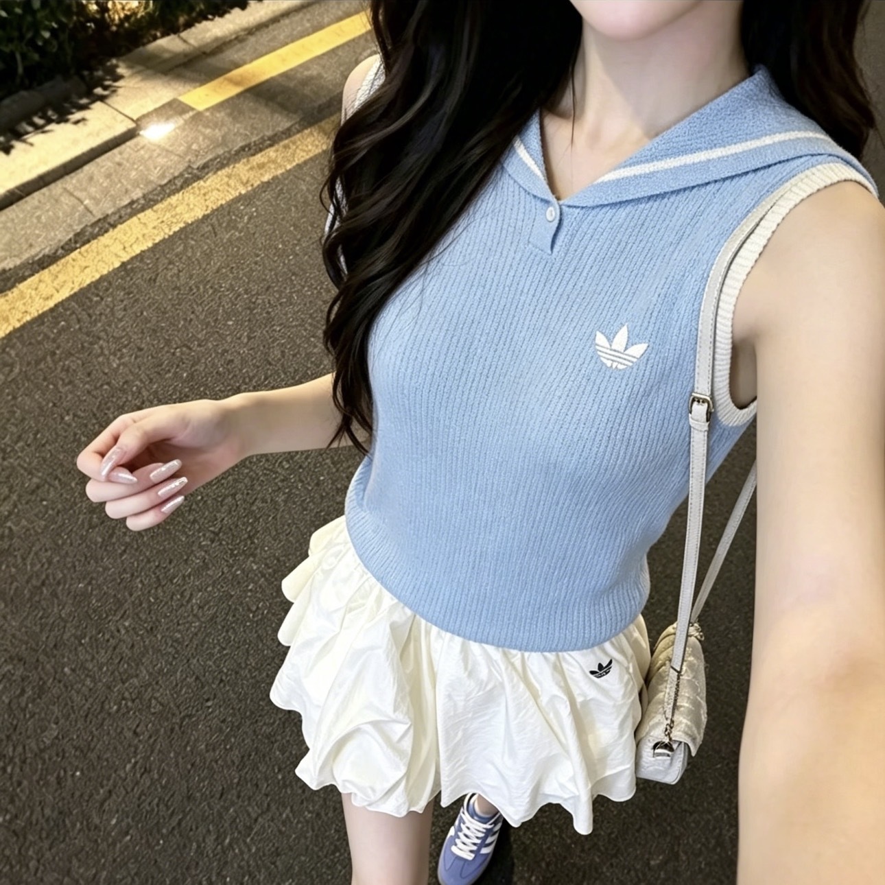 ADIDAS ORIGINALS 削肩 針織背心 翻領披肩 愛迪達 兩色 KX0744//KX0746