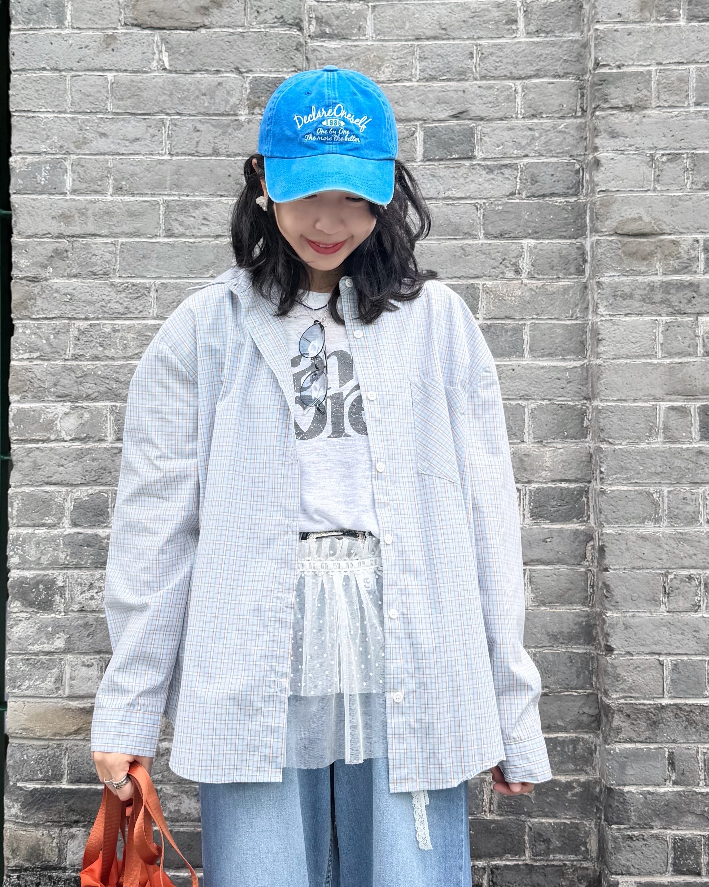 7月新品♥格仔長袖恤