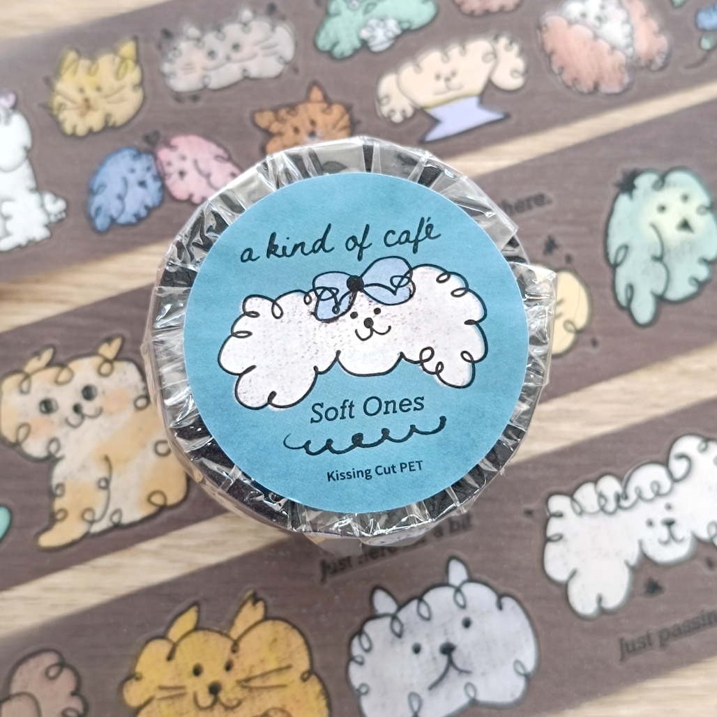 A Kind of cafe什物．蓬鬆的朋友 4cm星采割型霧面PET膠帶 <整捲/分裝>