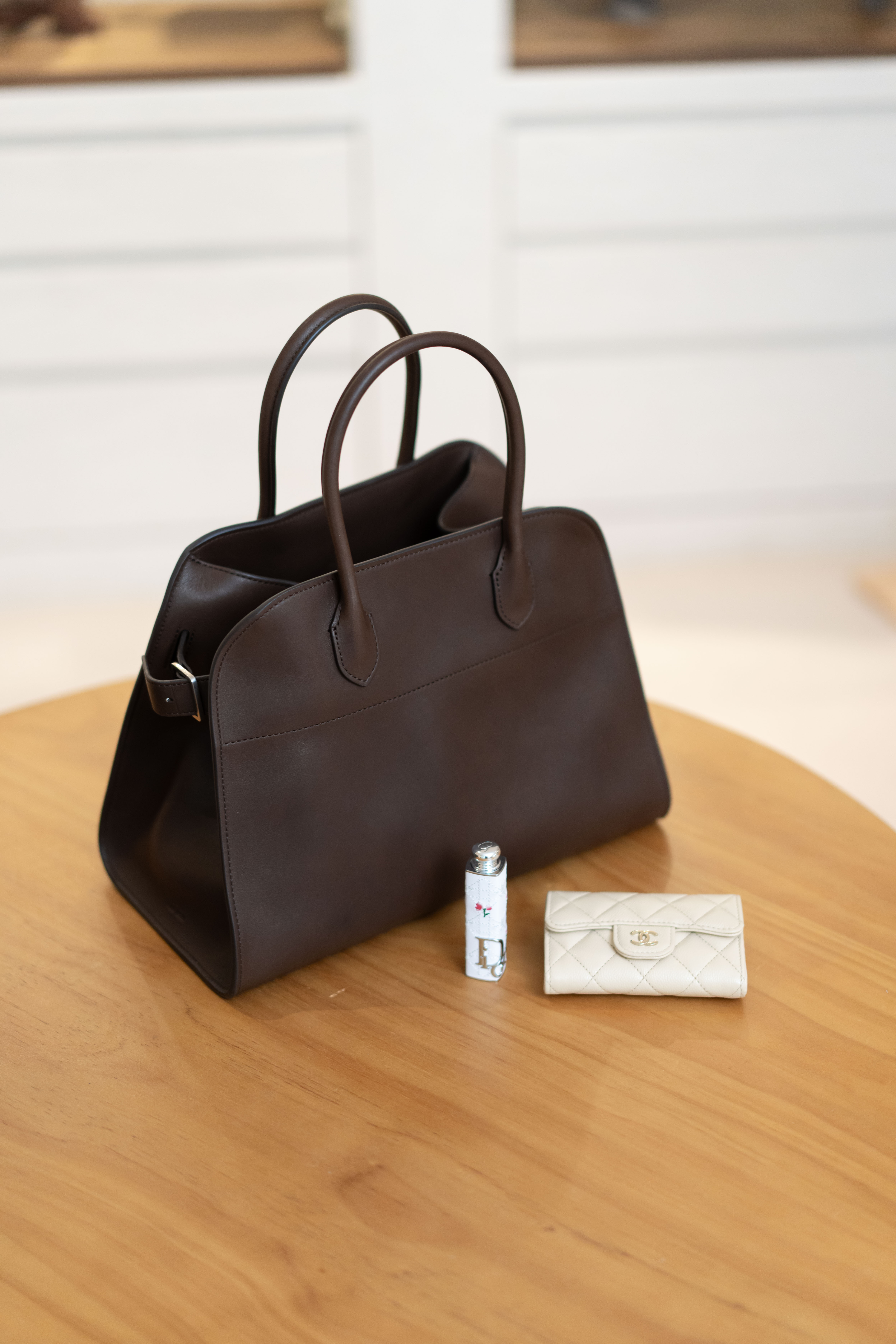 The Row Margaux Shoulder 12 Bag 啡色 馬鞍皮