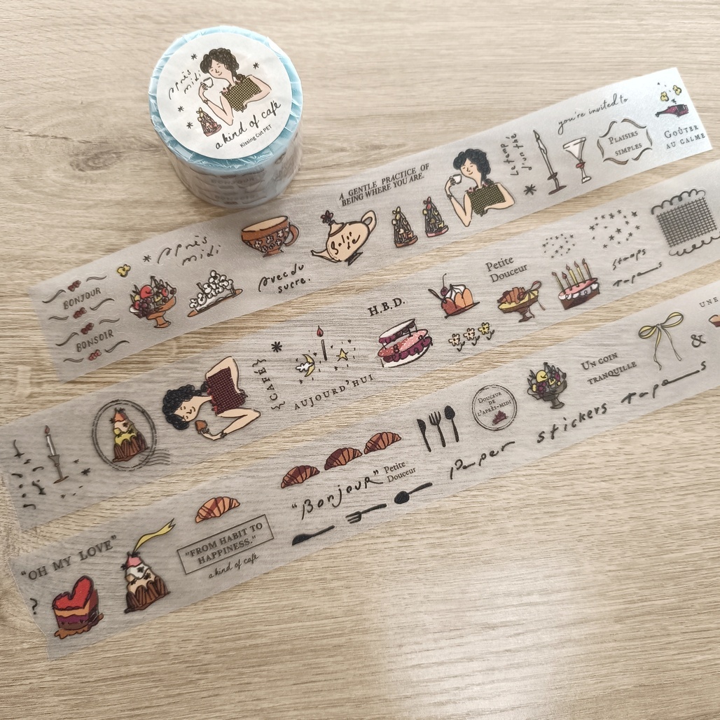 A Kind of cafe什物．法式午後 4cm星采割型霧面PET膠帶 <整捲/分裝>