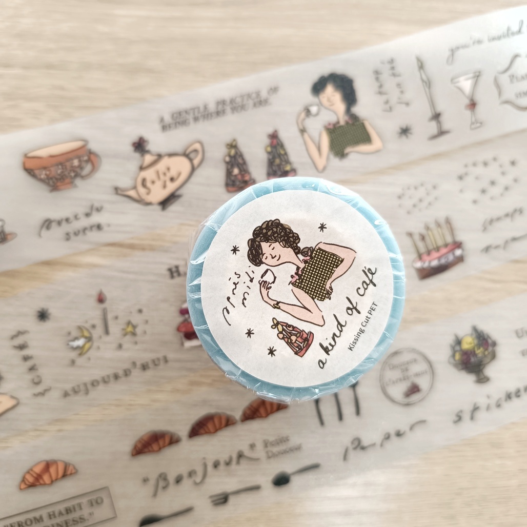 A Kind of cafe什物．法式午後 4cm星采割型霧面PET膠帶 <整捲/分裝>