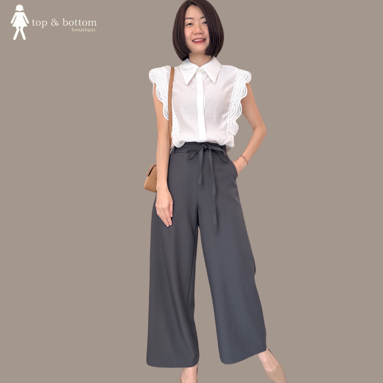 HIGH WAISTED WIDE LEG ANKLE PANT