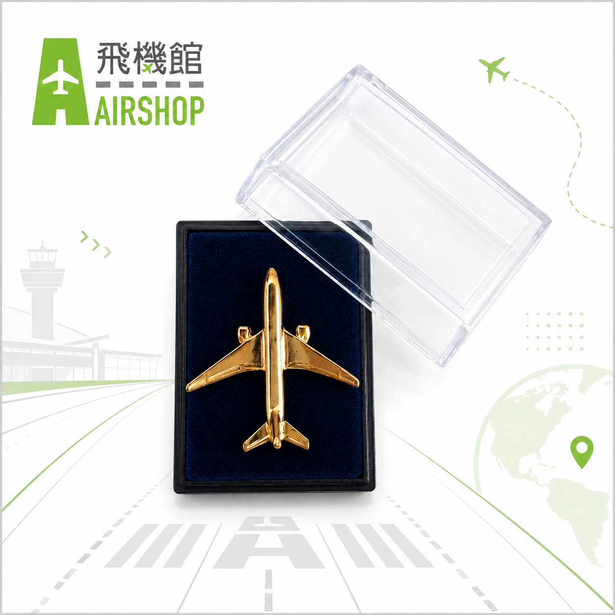 波音777 鍍金盒裝飛機胸針