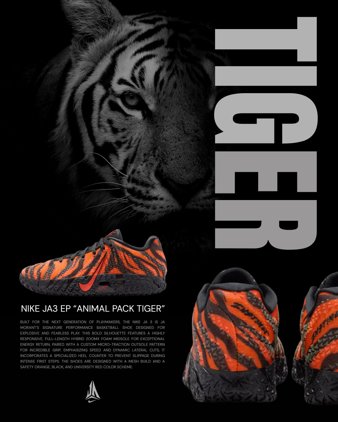 【逢甲 FUZZY】Nike Ja 3 EP "Animal Pack Tiger" 虎紋 黑橘 IU6794-800