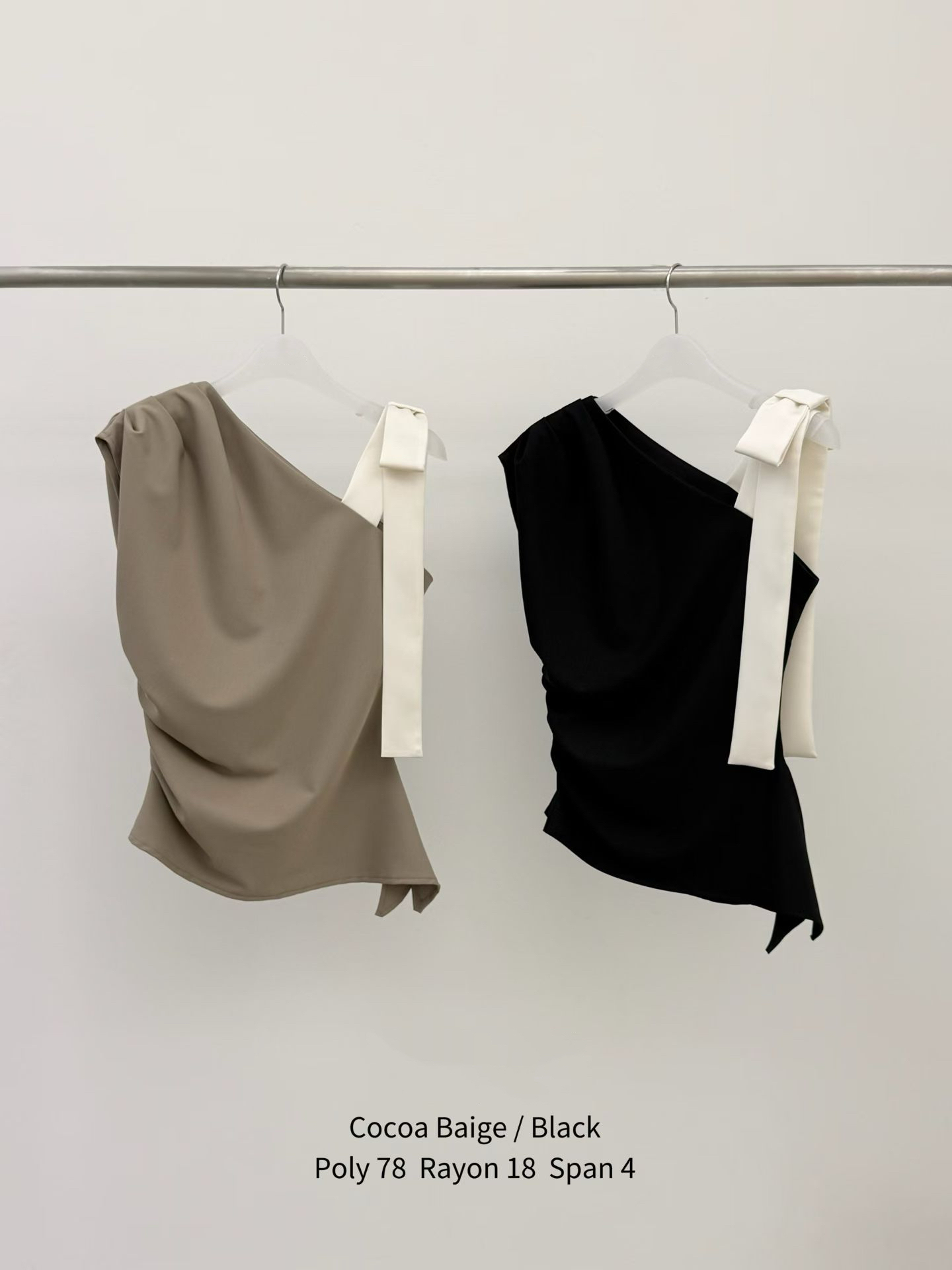LV2615 One-shoulder Satin Ribbon Top