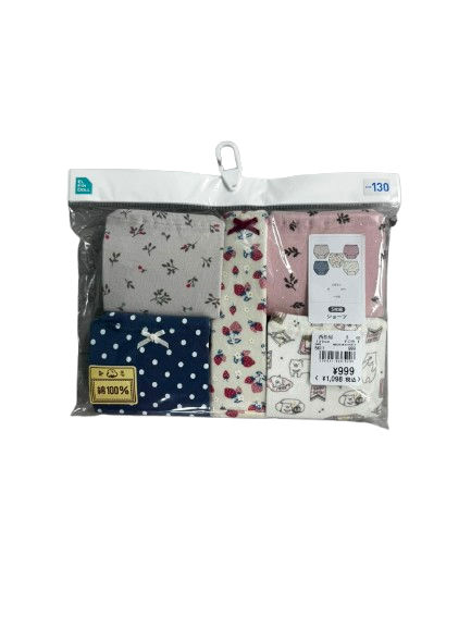 【Nishimatsuya】Underwear 5 piece set 130 cm (polka dots, floral, animal, illustration, strawberry pattern)