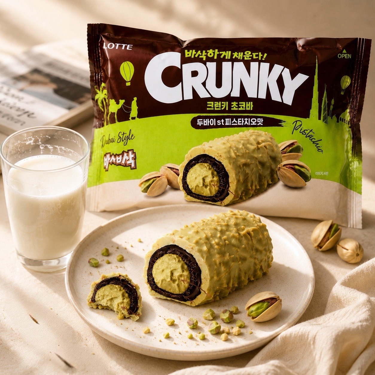 【 限量現貨 】LOTTE CRUNKY 杜拜巧克力棒 285g