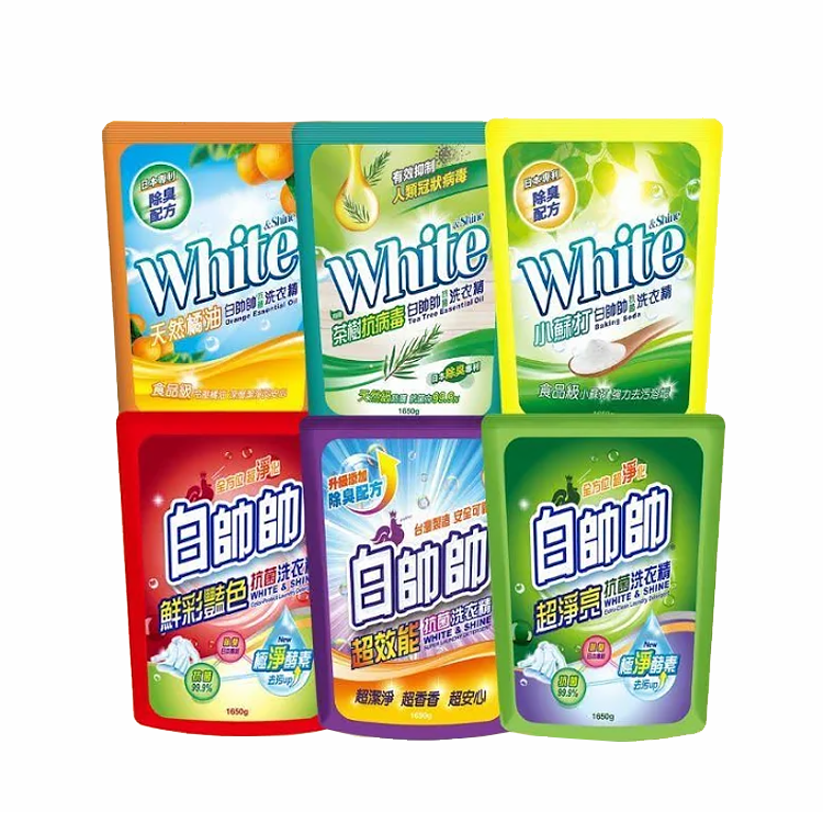 【白帥帥】抗菌洗衣精補充包1650g-超效能/鮮彩豔色/超淨亮/天然橘油/小蘇打/茶樹抗病毒