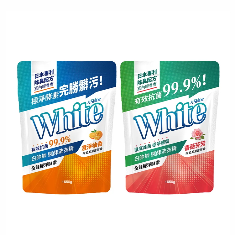 【白帥帥】速酵洗衣精補充包1650g-薔薇芬芳/澄淨柚香