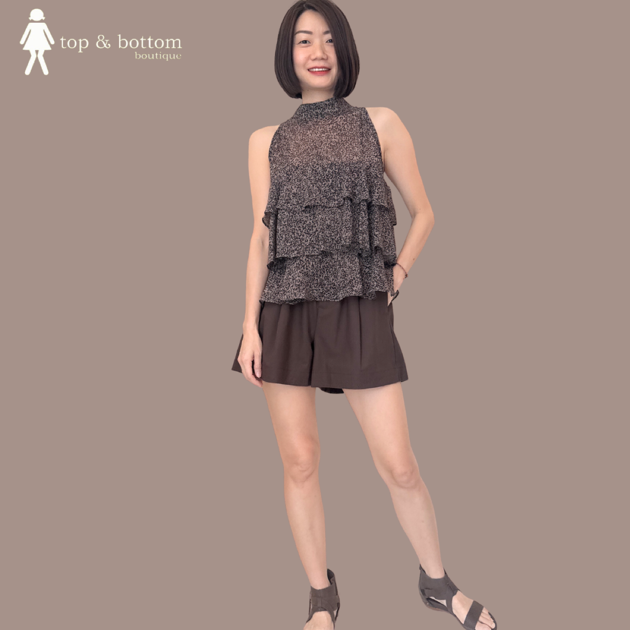 CHIFFON LEOPARD PRINTED TIERED BLOUSE