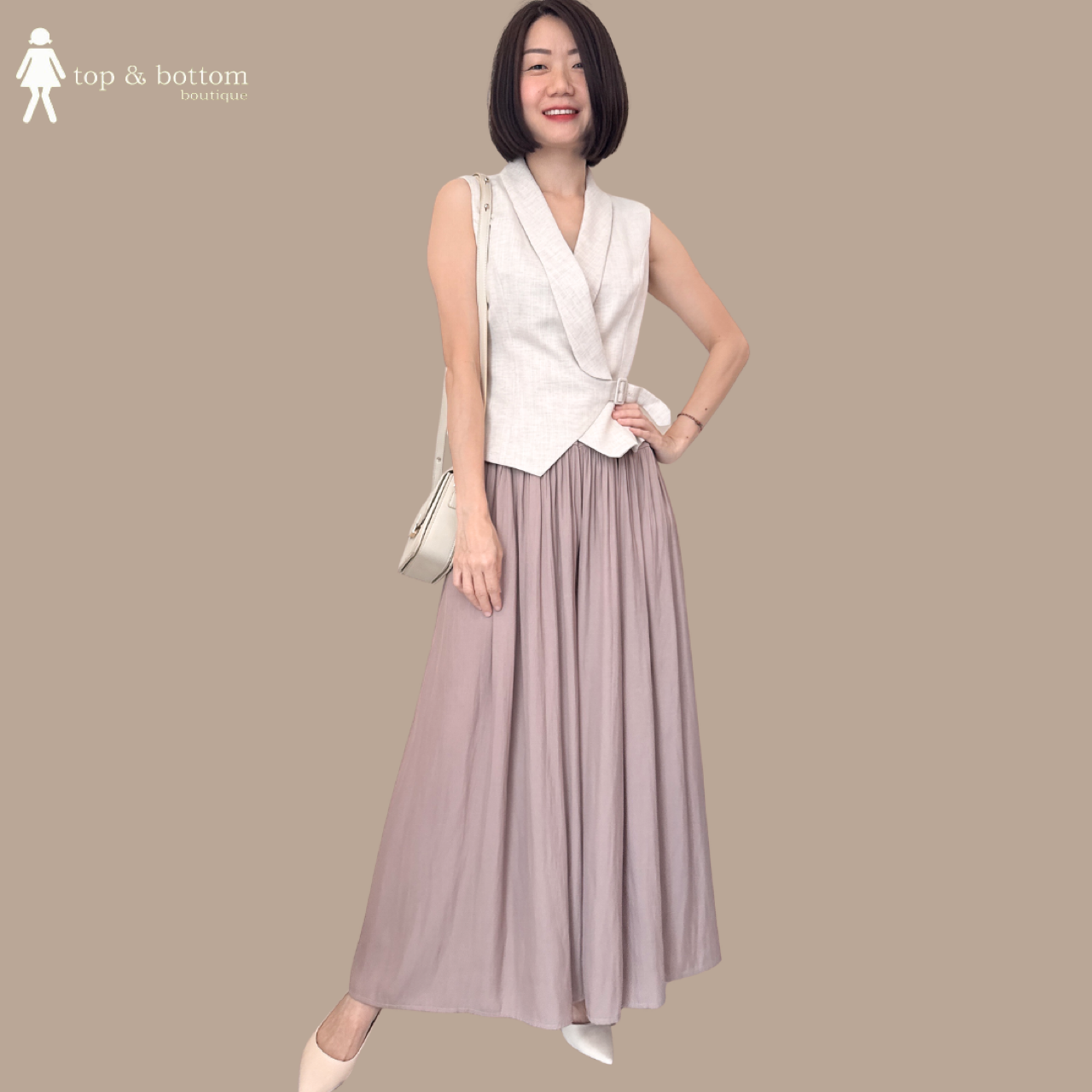 LINEN BUCKLE SIDE VEST BLOUSE