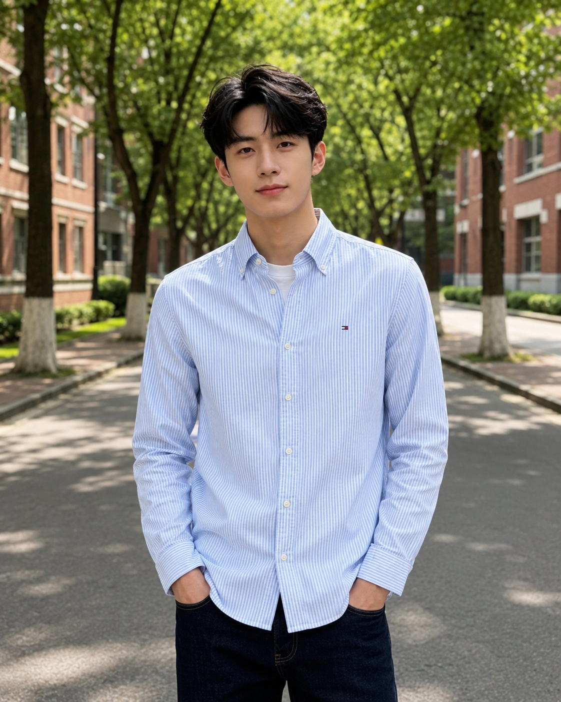 【直播】TOMMY HILFIGER LX070705 男裝條紋長袖襯衫