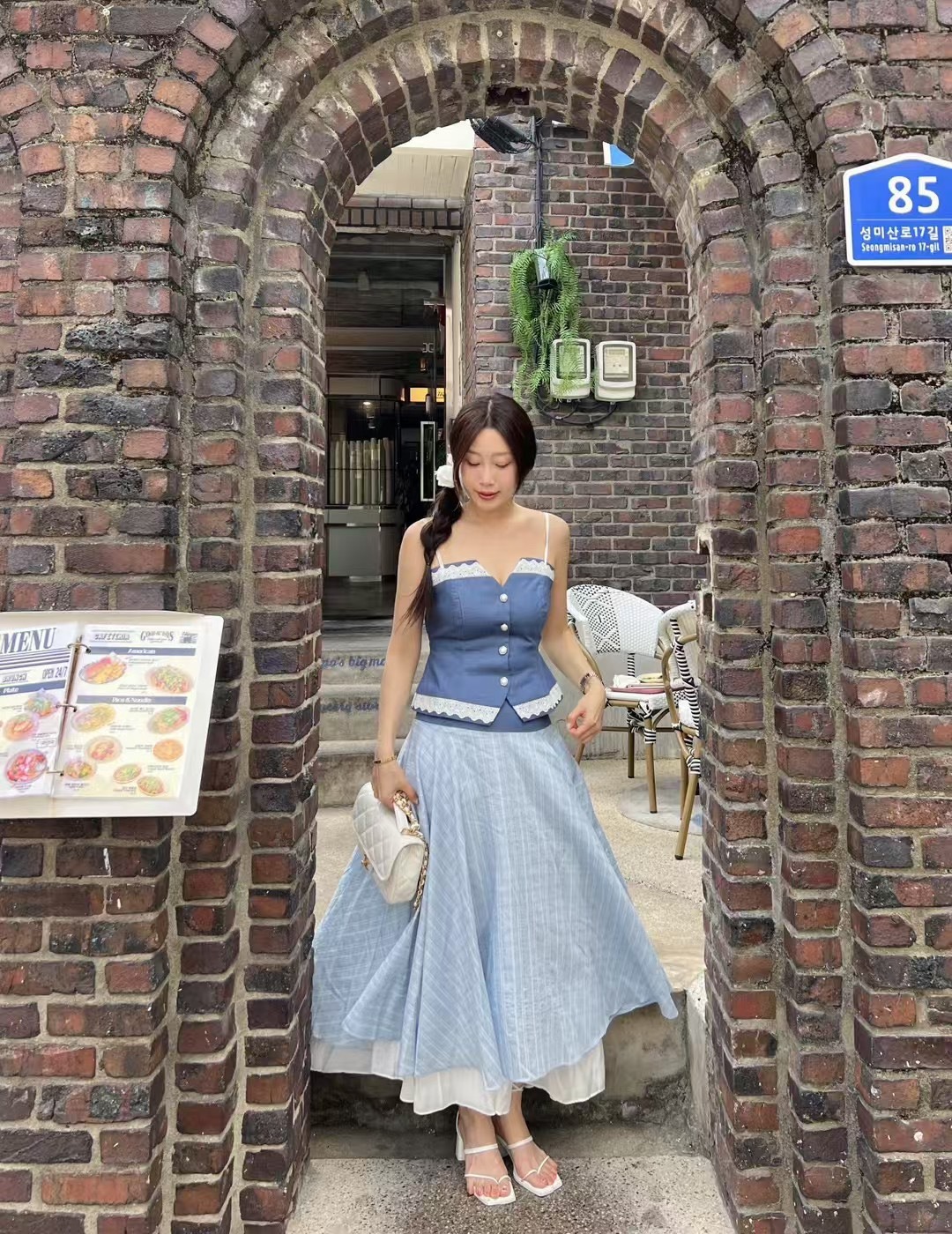 V口開釦抹胸背心 長裙(分售)