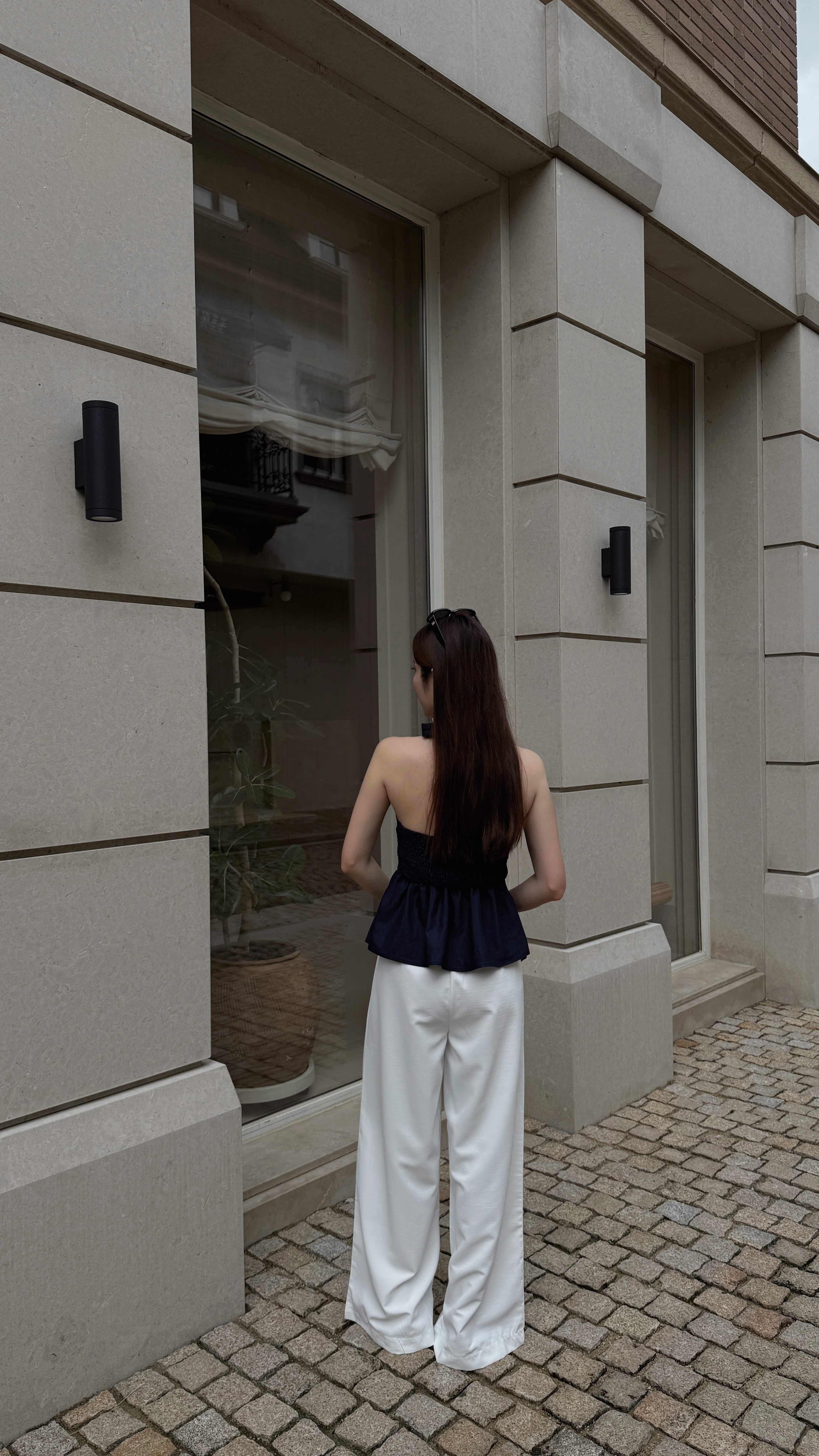 夏季百搭白西裝長褲