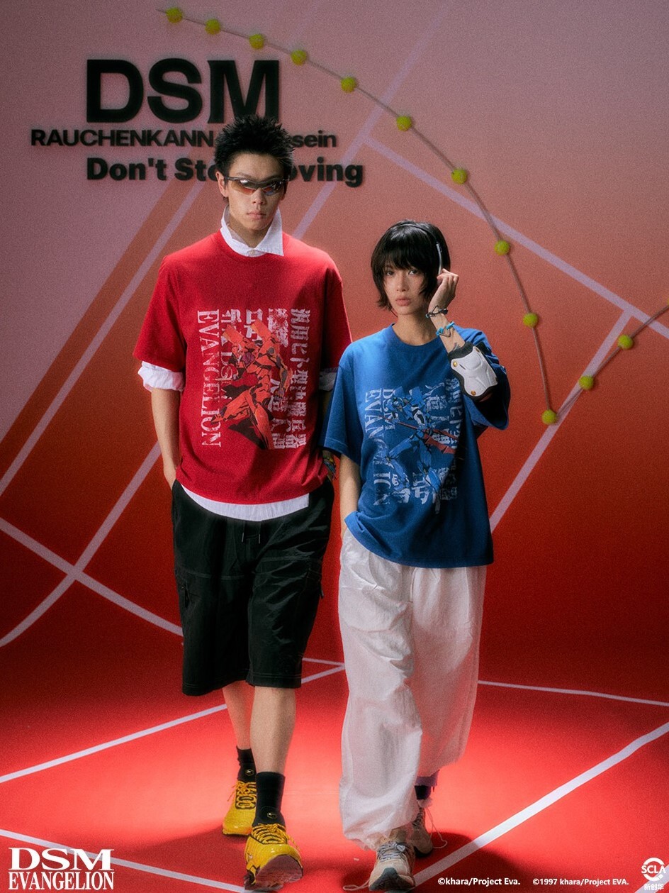 I DON‘T SMOKE X EVA 零號機二號機機體印花 做舊磨毛 寬鬆短袖T