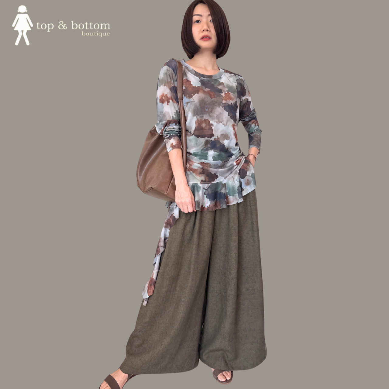 LONG SLEEVE SHEER PRINTED LONG BLOUSE