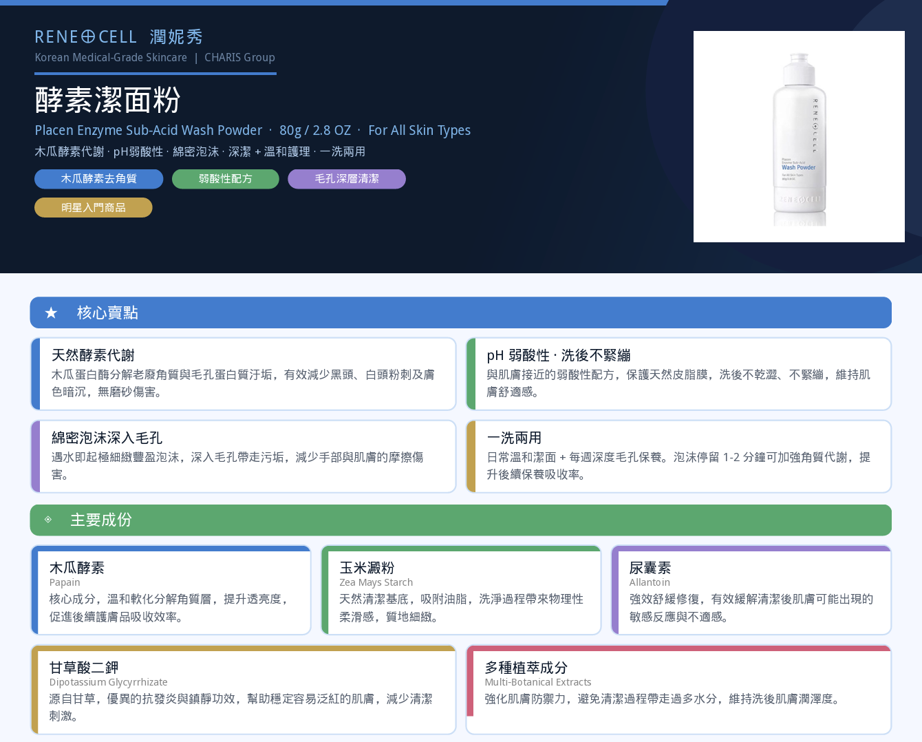 A13 Renecell 酵素潔面粉 80g