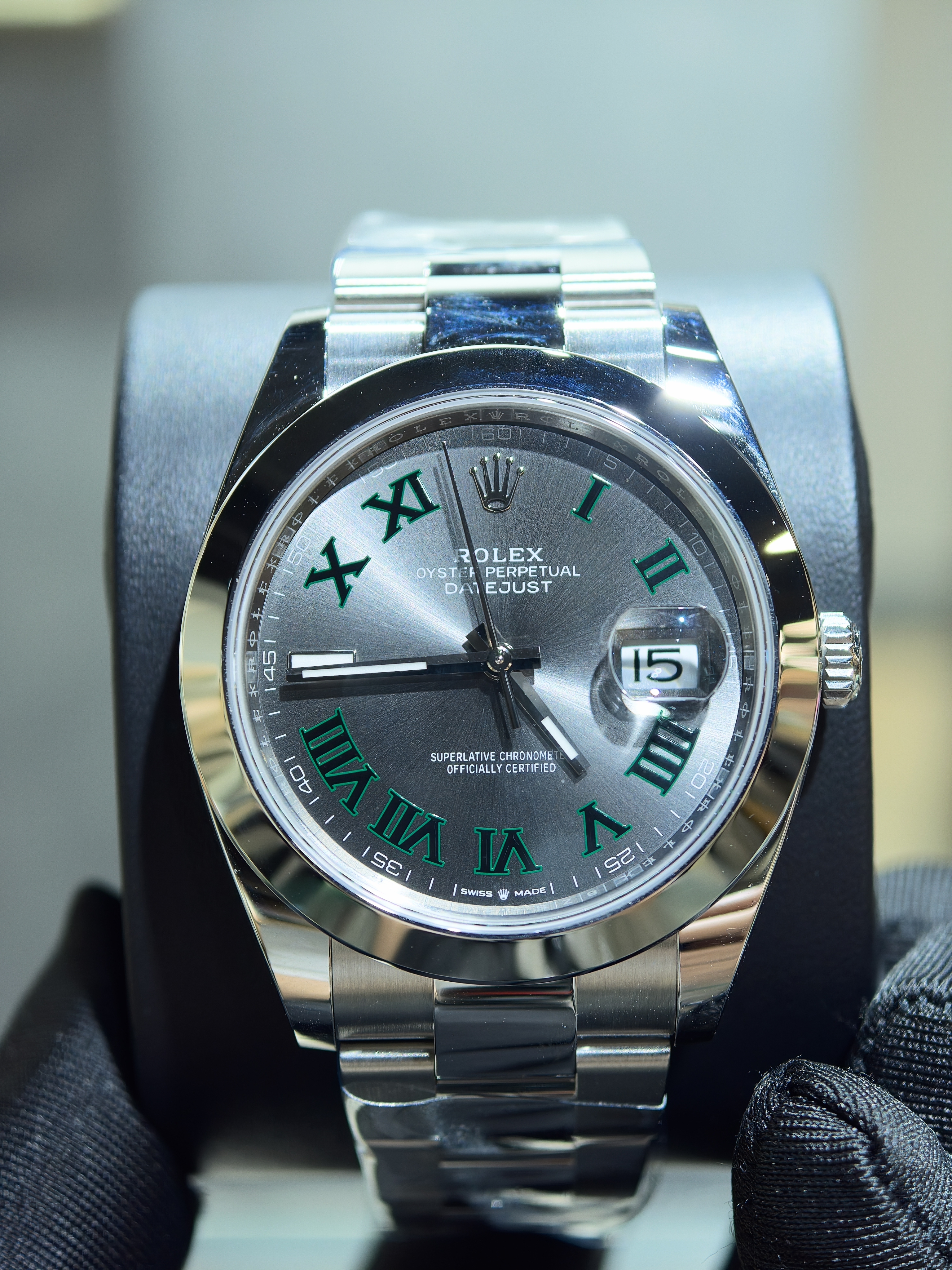 BRAND NEW ROLEX 126300 ROMAN GREY WIMBLEDON DIAL DATEJUST OYSTER STRAP STAINLESS STEEL 41mm