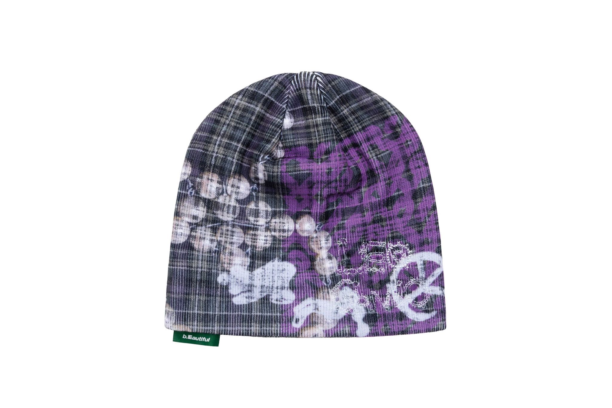 b.Eautiful "b.Eautiful x LEO GON'DO Plaid Beanie" (Grey)