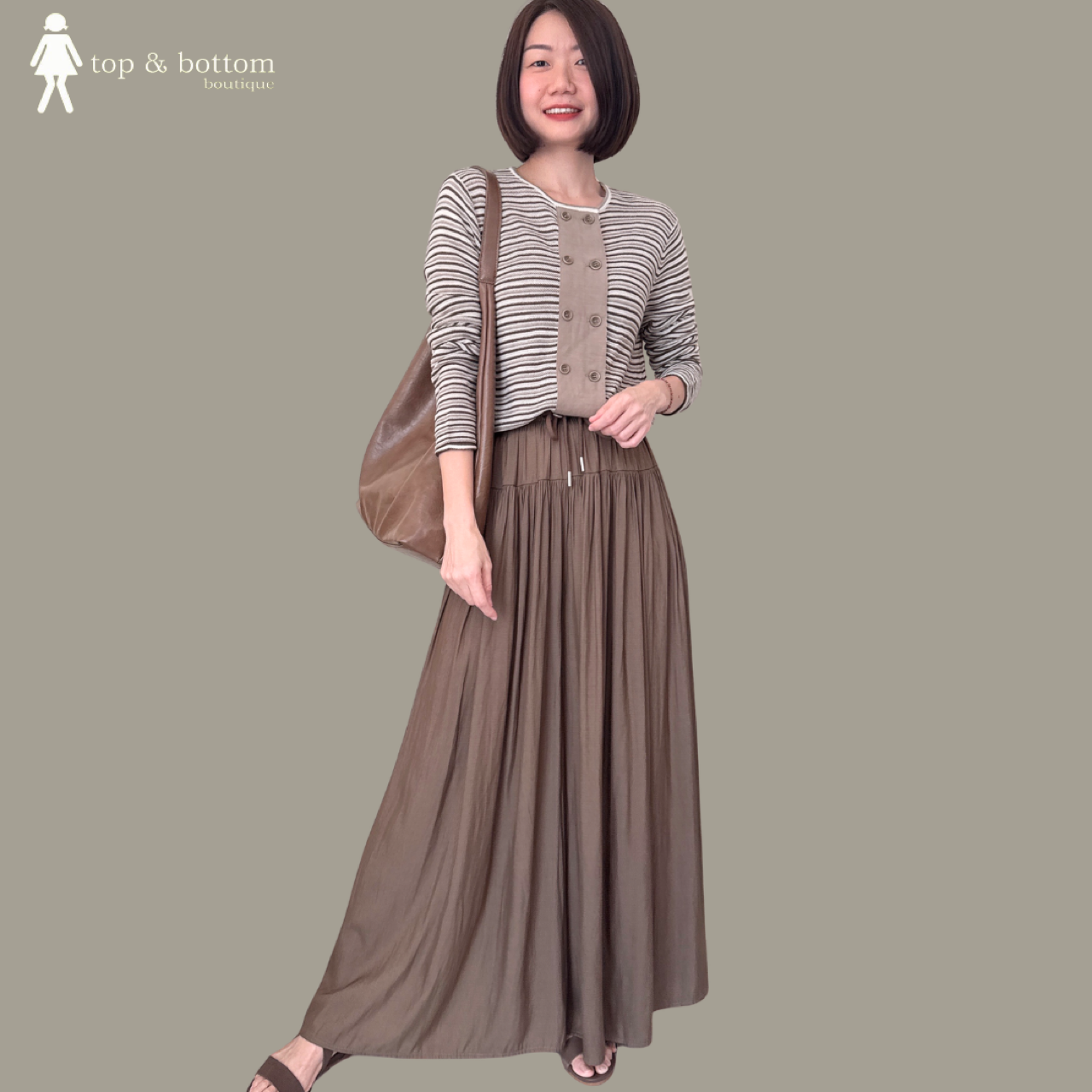 LONG SLEEVE BUTTON FRONT STRIPED KNIT BLOUSE