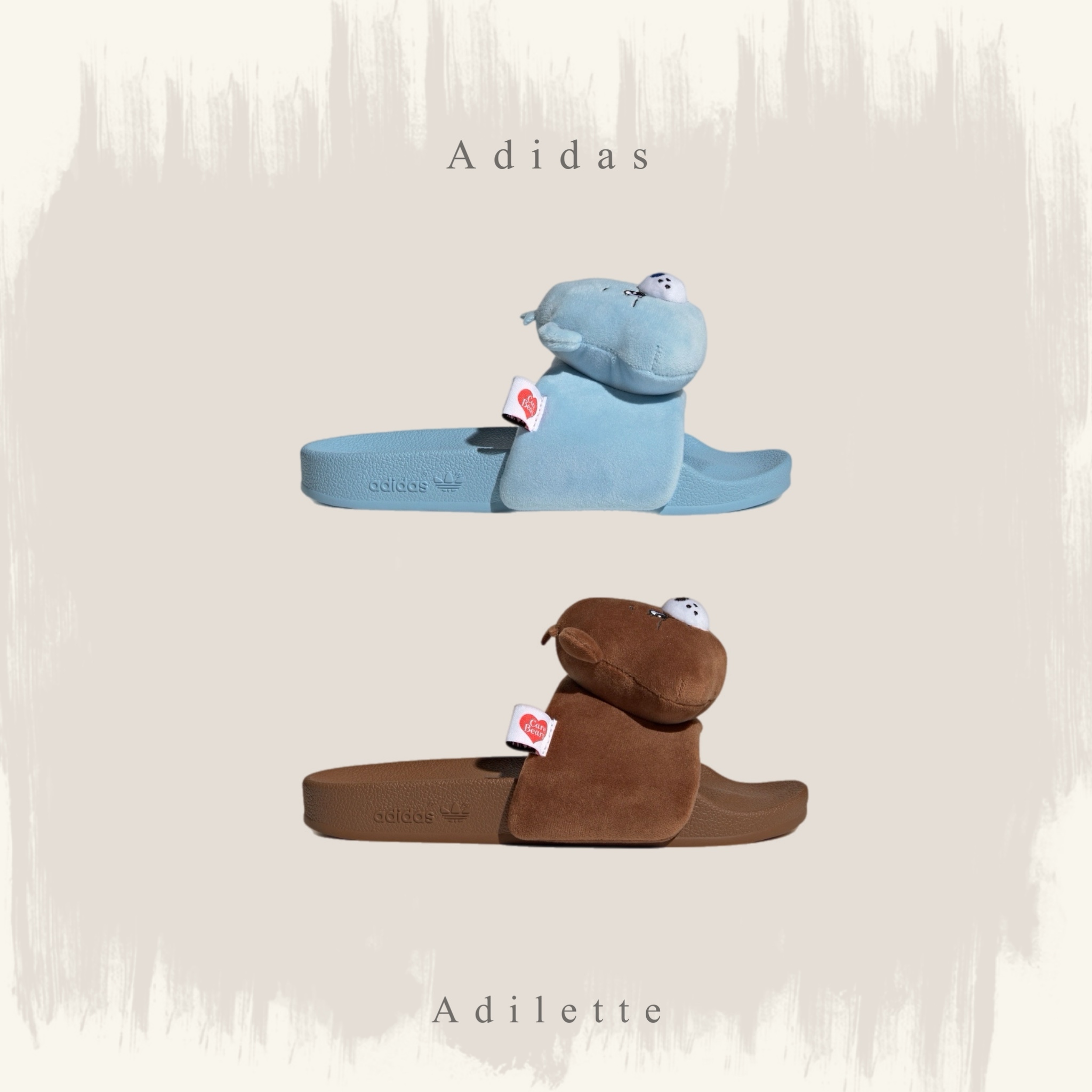CARE BEARS x ADIDAS ORIGINALS ADILETTE 彩虹熊大頭 拖鞋 KH9953//KH9954