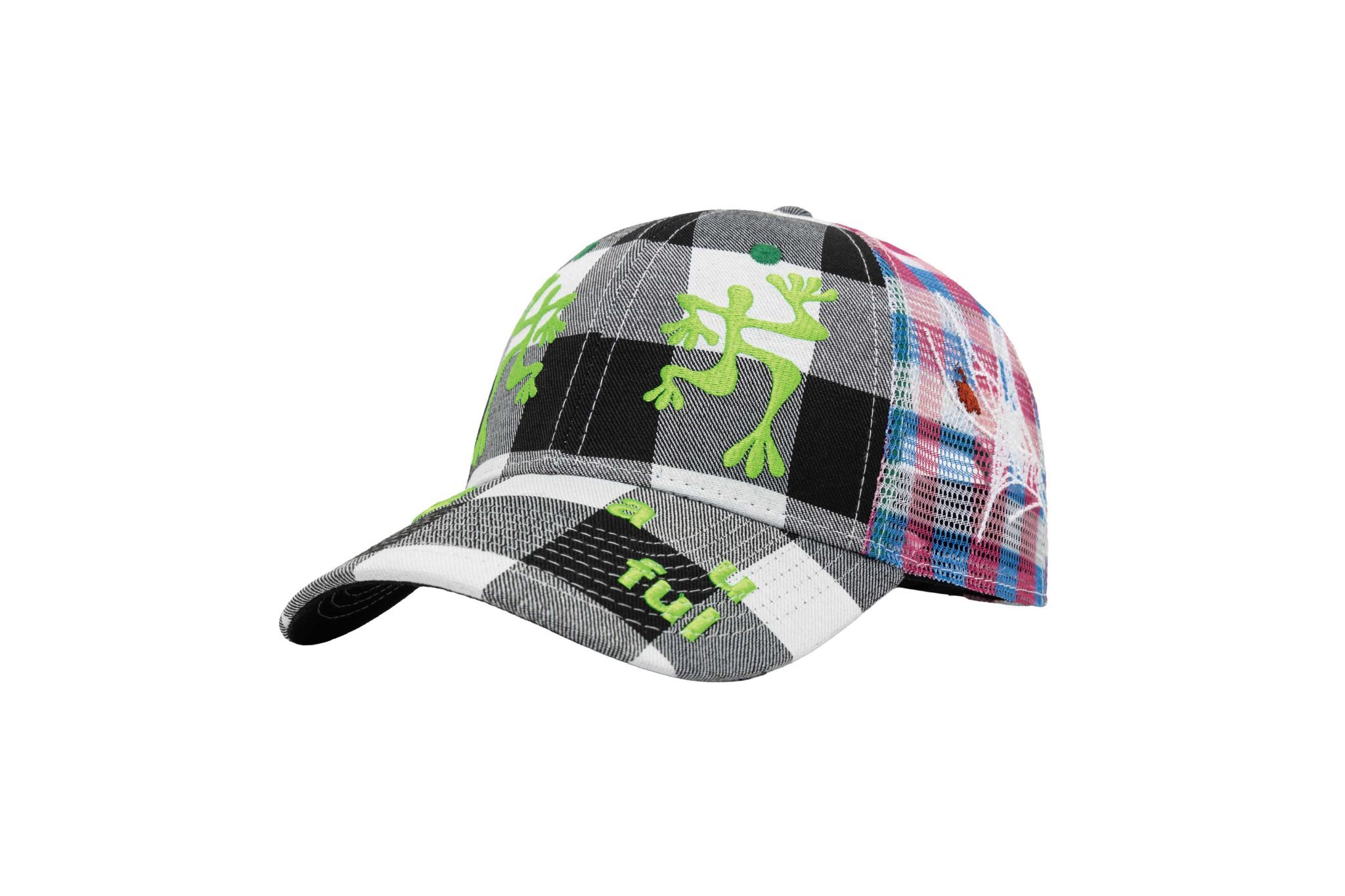 b.Eautiful "Biyu Hat" (Black Buffalo Check / Pink / Blue)