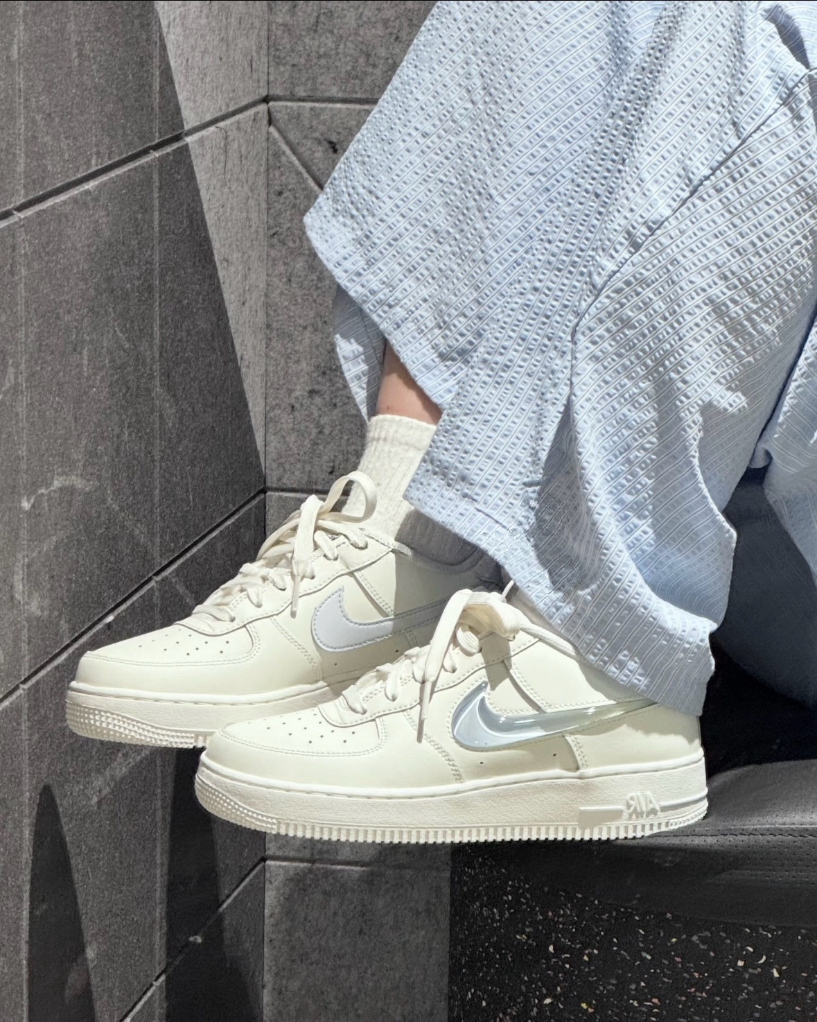Nike Air Force 1 GS AF1 果凍勾 立體勾 白藍