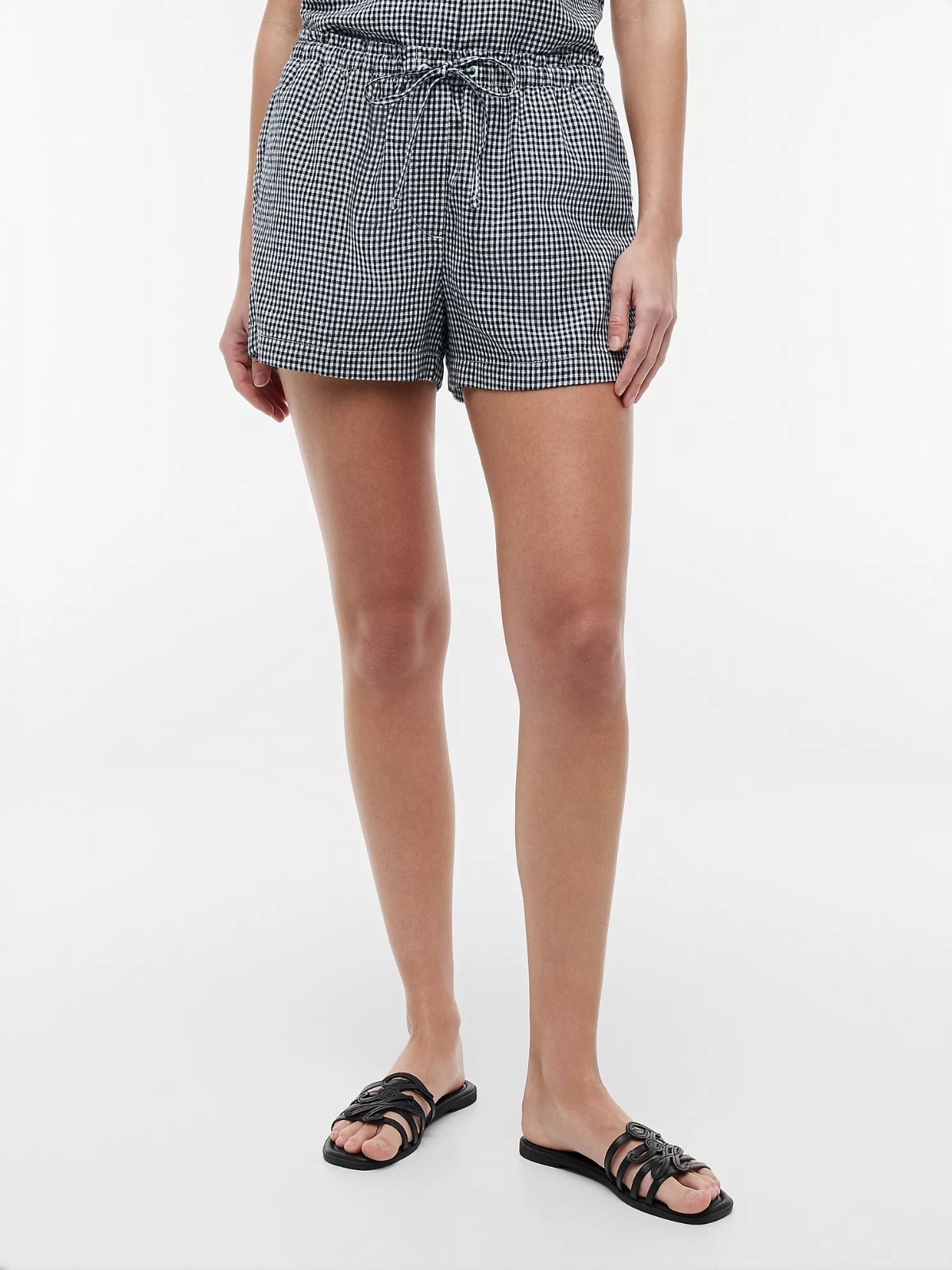 【直播】Tommy Hilfiger K0707104 Womens Gingham Linen-Blend Pull-On Short