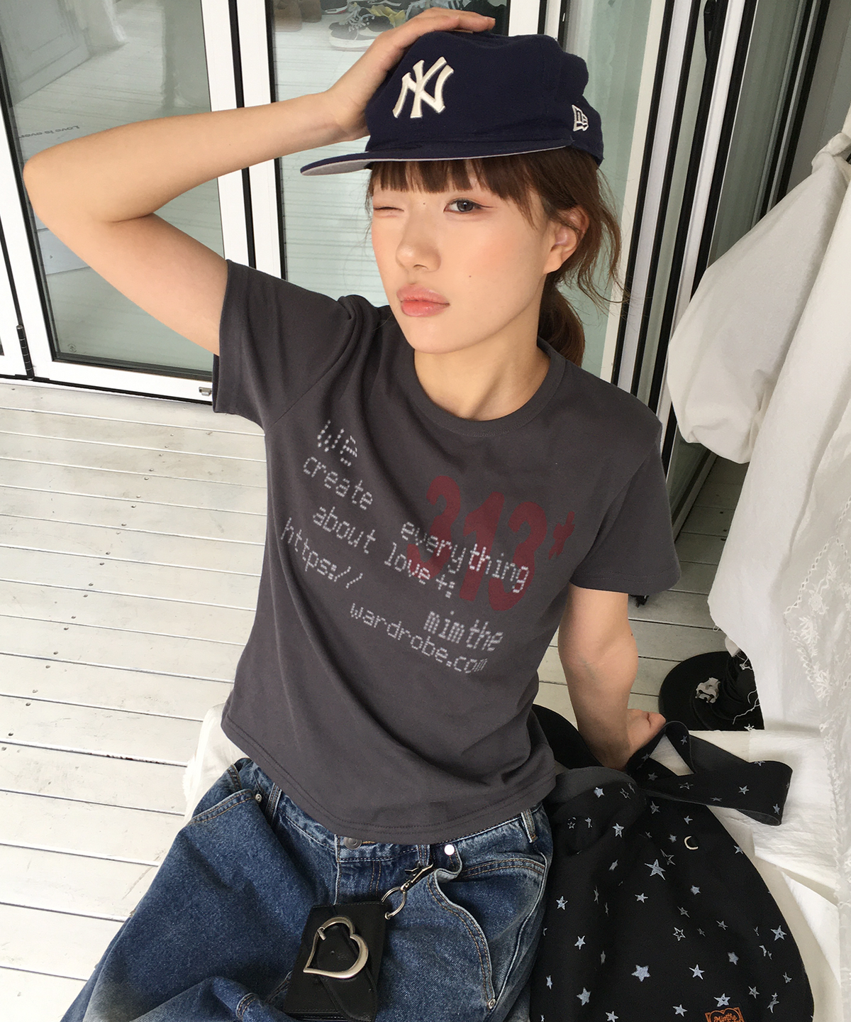 【預購】韓國代購 MIMTHE 像素網址 #313 復古印花 313 Printed Crop T-Shirt 涼感 短袖 T恤