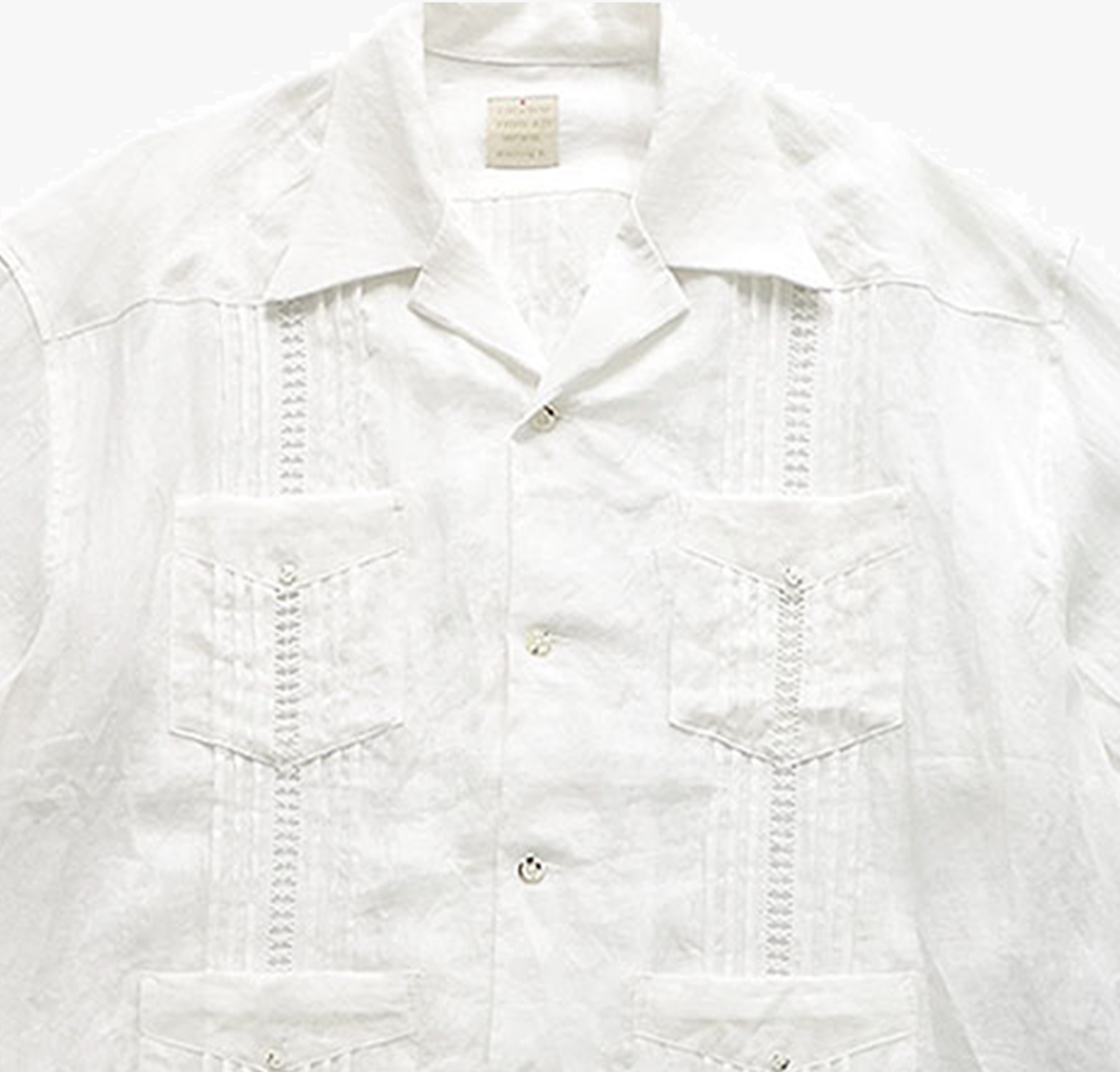 KAPITAL 2026 LINEN DRAWNWORK LAX CUBAN SHIRT S/S - WHITE PRE ORDER ITEM (預訂中)
