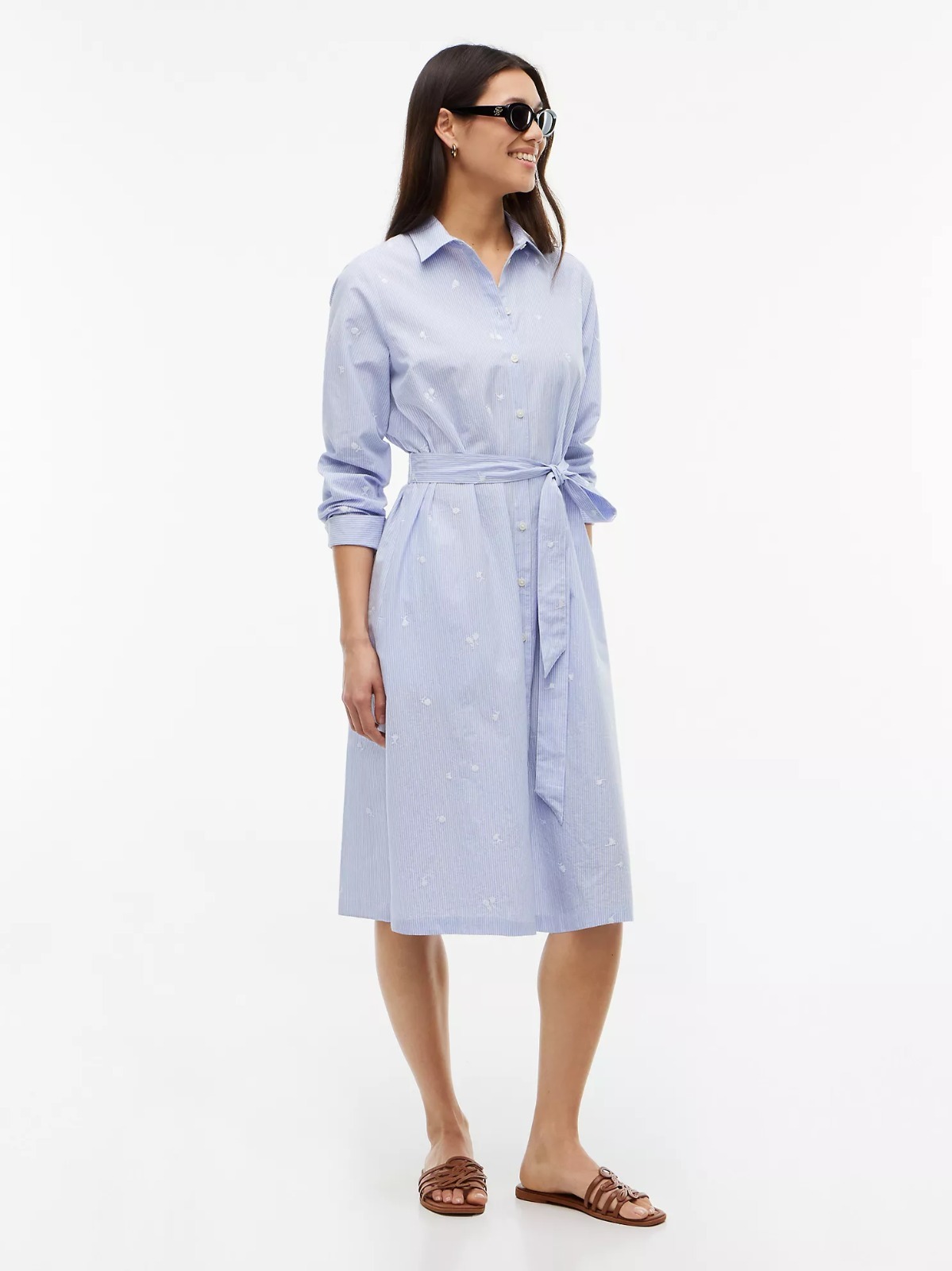【直播】Tommy Hilfiger K0707117 Womens Allover Floral Striped Midi Shirtdress