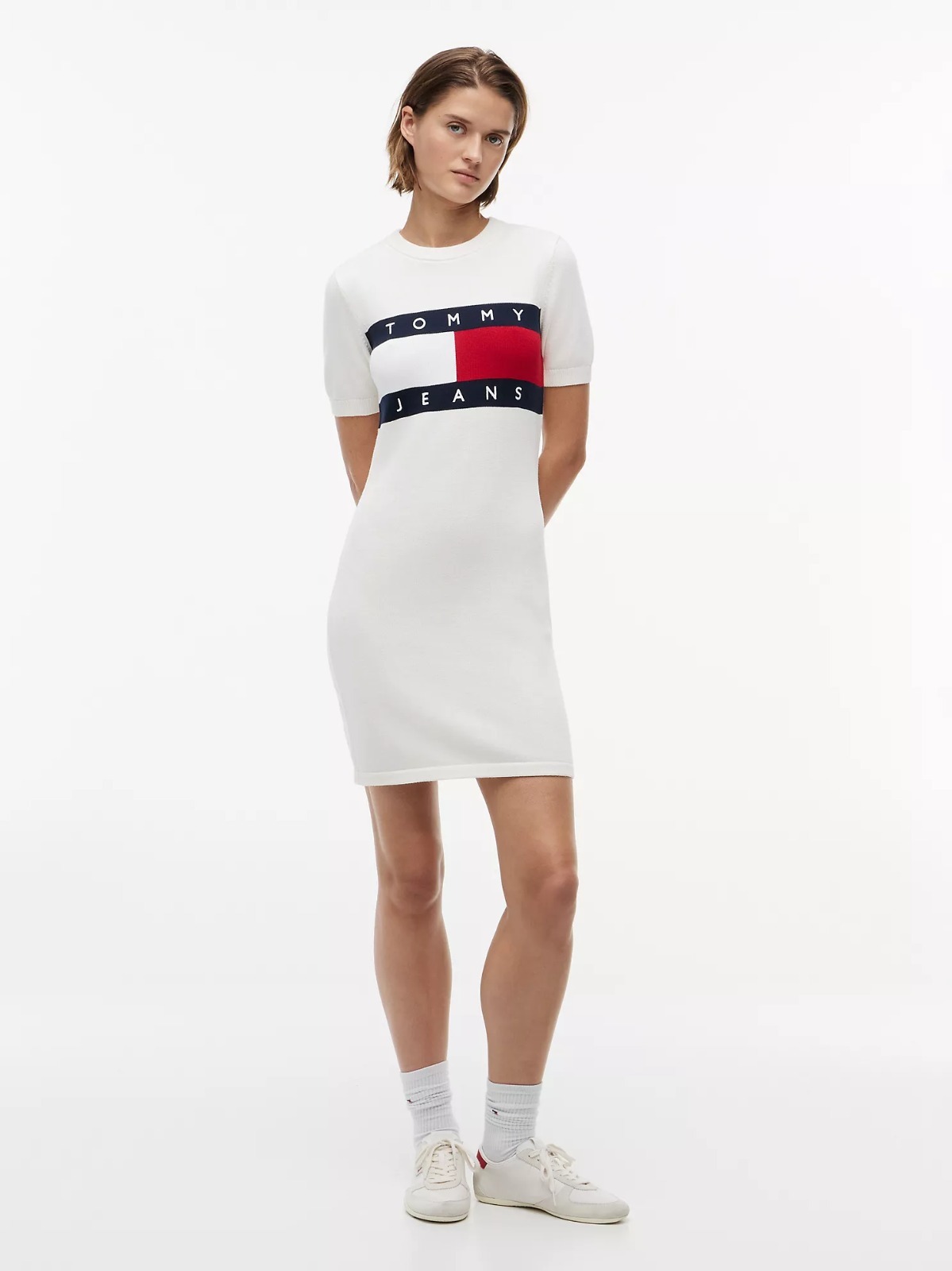 【直播】Tommy Hilfiger K0707118 Womens Tommy Jeans Flag Logo Sweater Dress