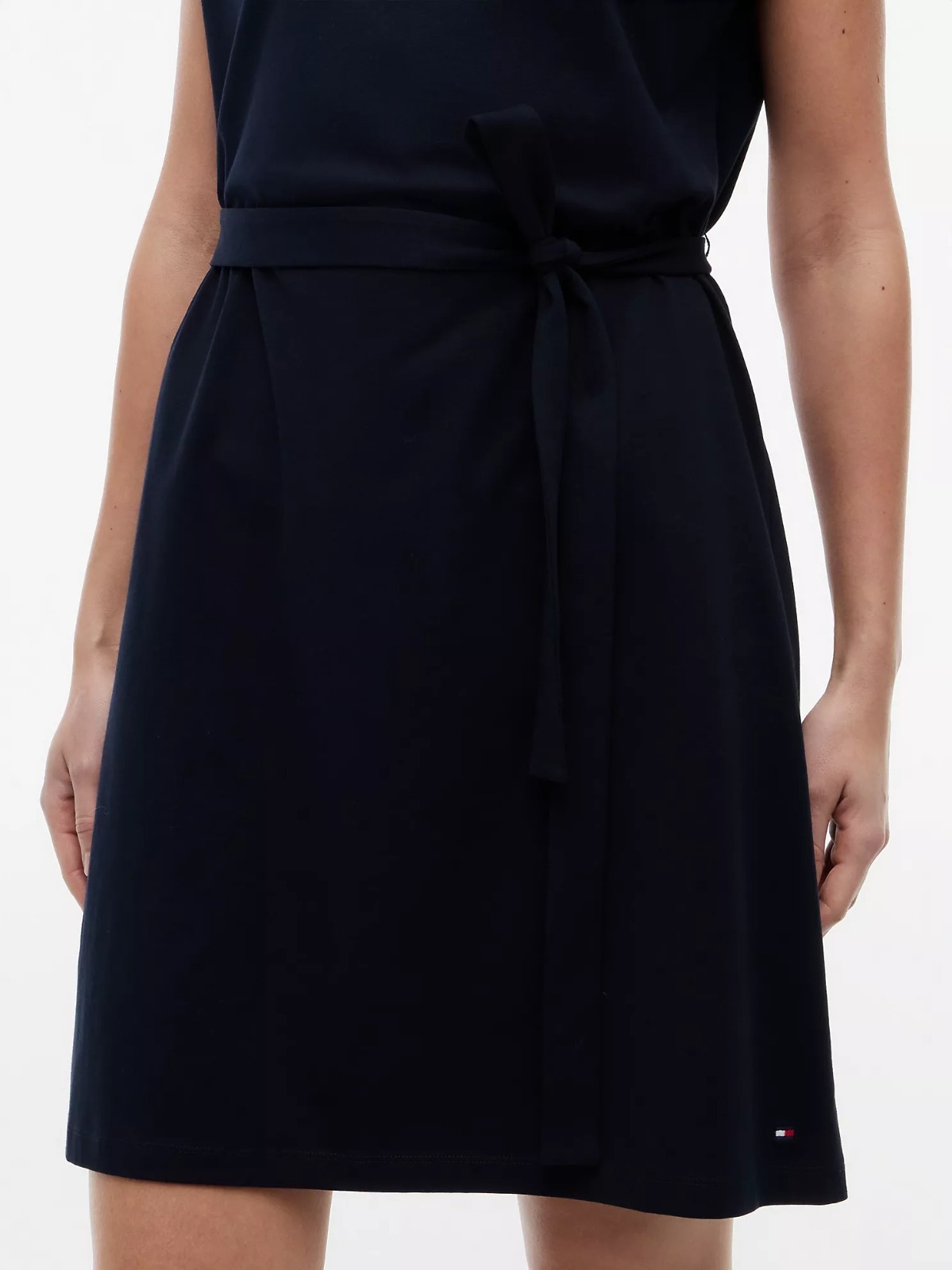【直播】Tommy Hilfiger K0707119 Womens Belted Stretch-Cotton Dress (navy)
