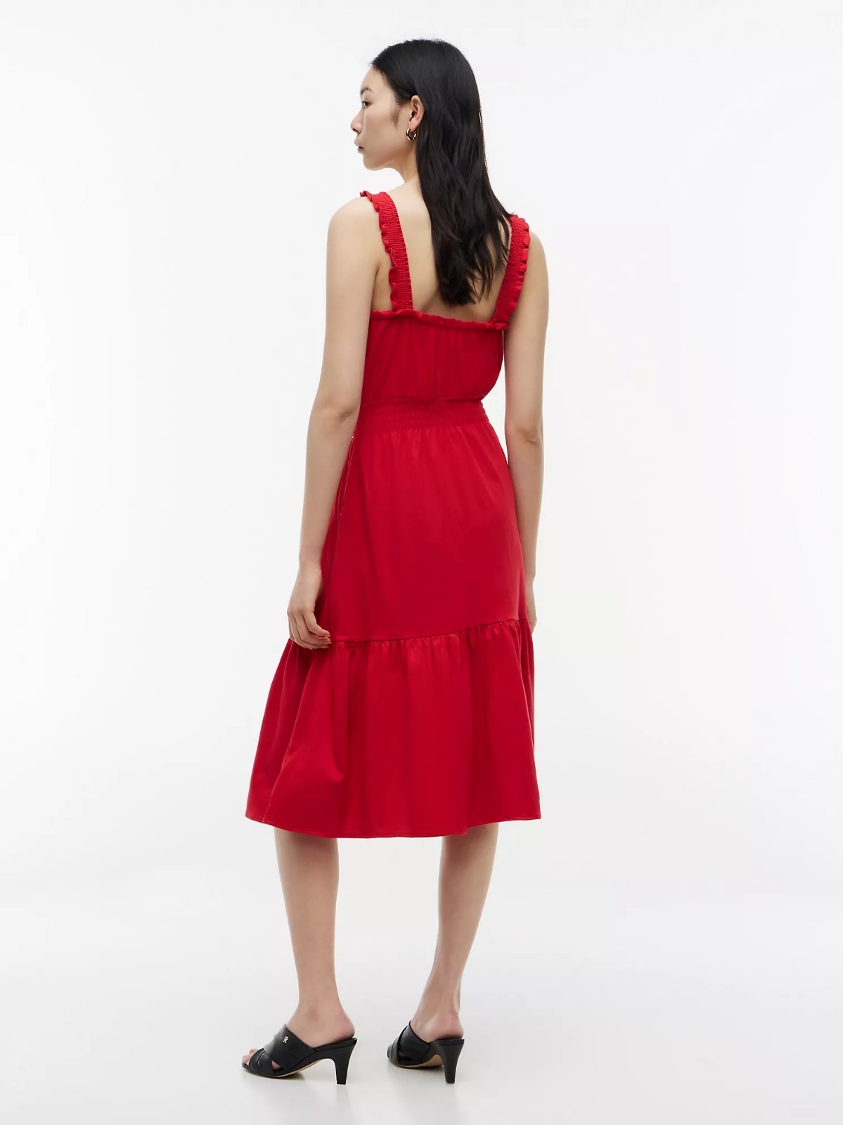 【直播】Tommy Hilfiger K0707124 Womens Ruffle-Trim Shirred Jersey Midi Dress